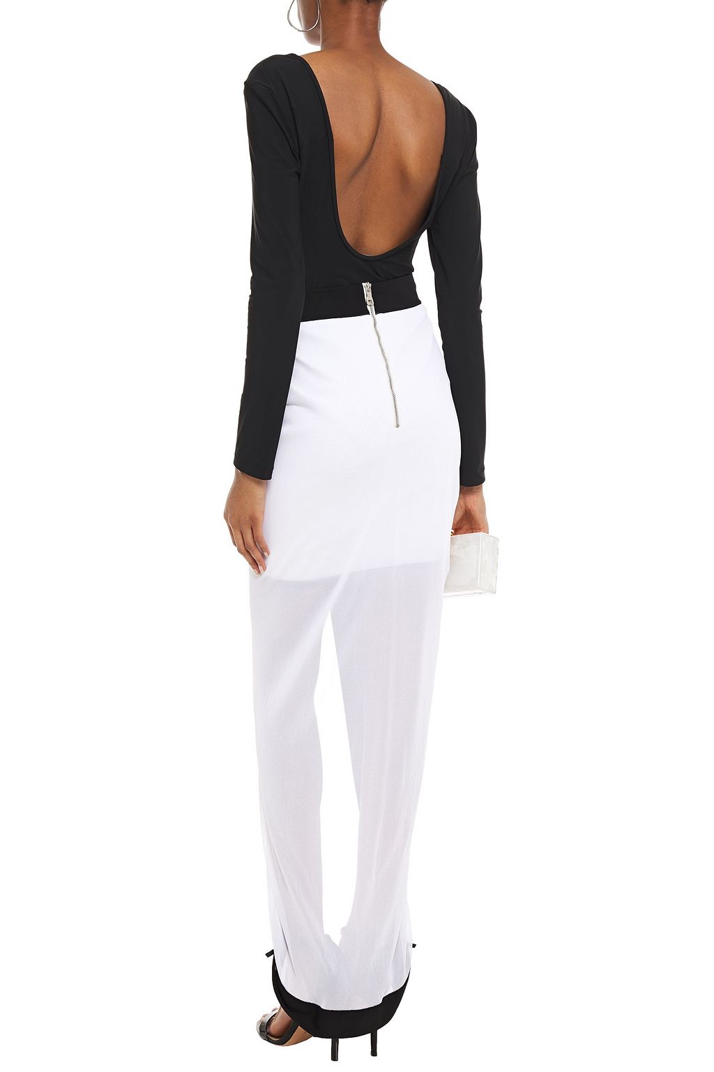 BALMAIN Wrap-effect stretch-knit maxi skirt