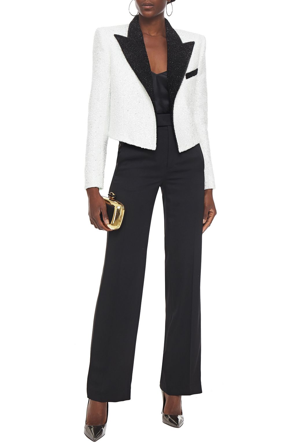 BALMAIN Cropped embellished chenille and Tinsel blazer