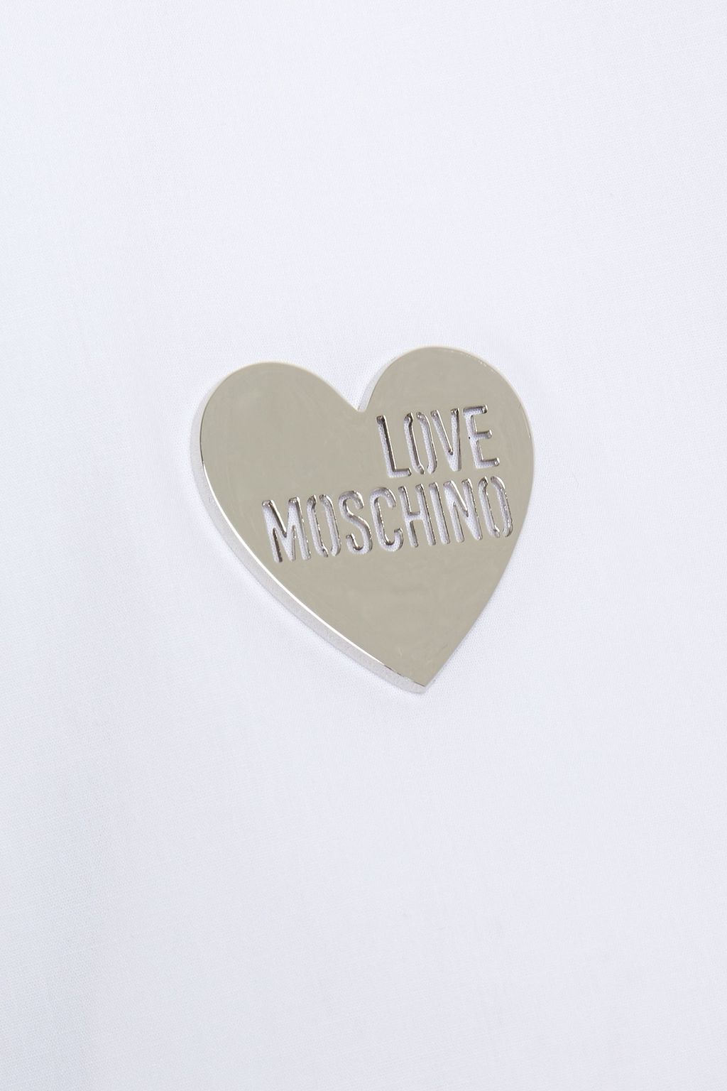 LOVE MOSCHINO Ruffle-trimmed logo-appliquéd stretch-cotton poplin shirt