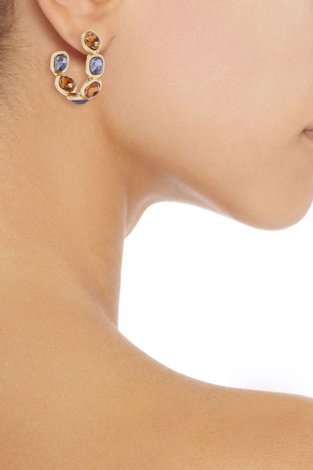 KENNETH JAY LANE Gold-plated crystal hoop earrings