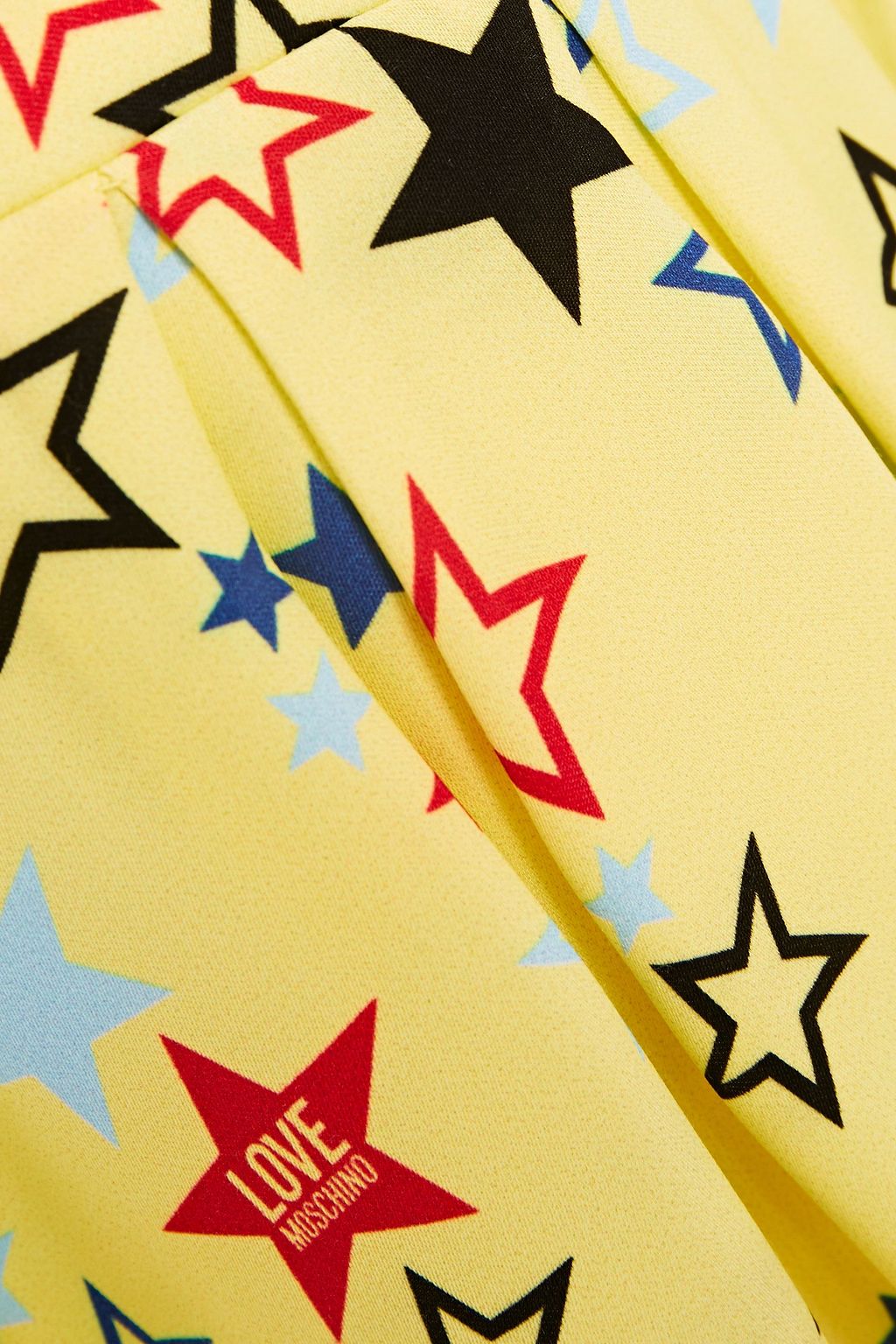 LOVE MOSCHINO Pleated printed crepe mini skirt