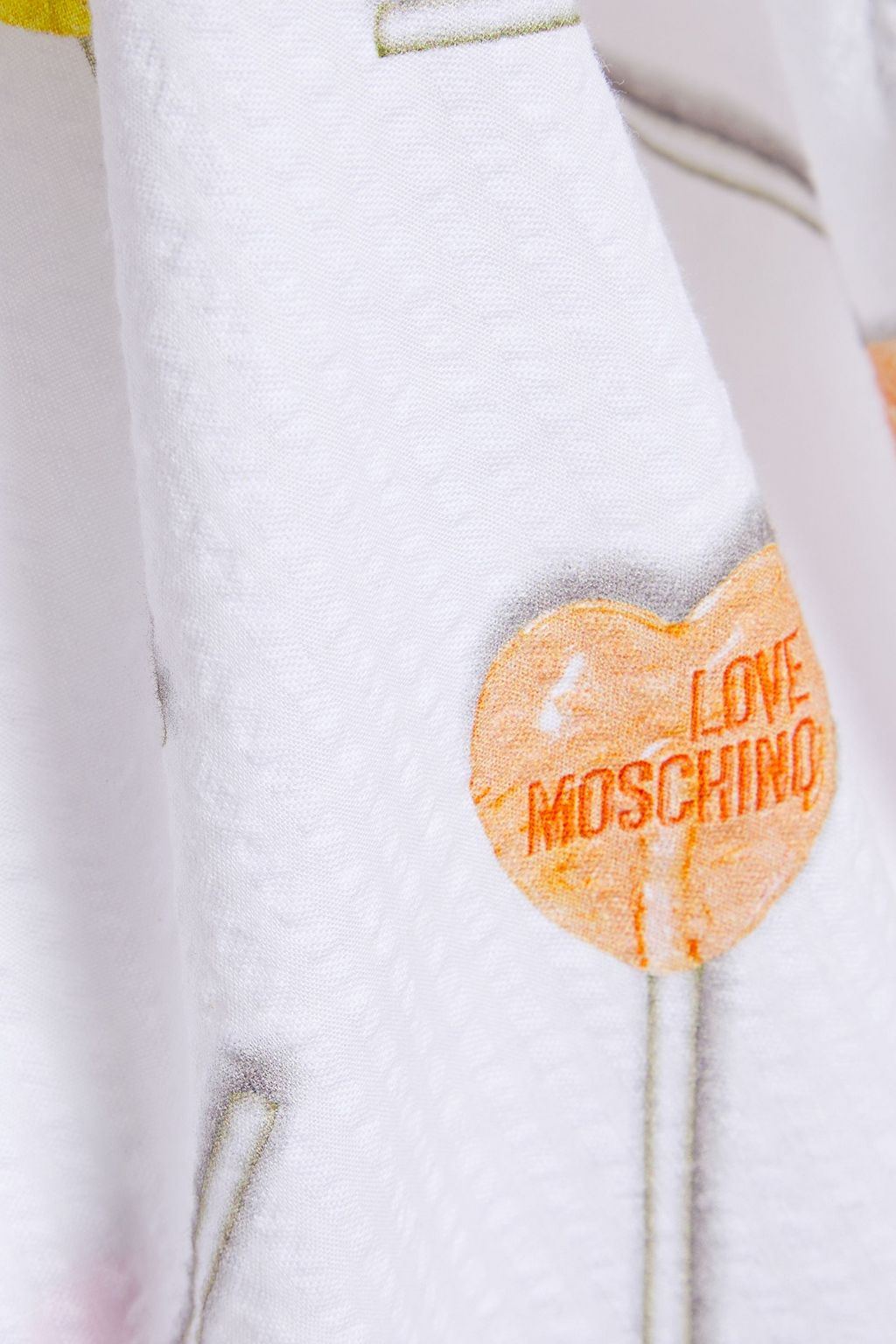 LOVE MOSCHINO Ruffle-trimmed printed cotton-seersucker shirt