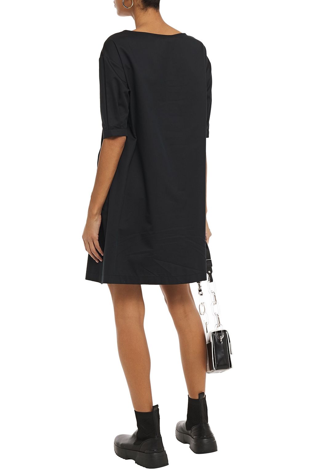LOVE MOSCHINO Crystal-embellished cotton-blend poplin mini dress