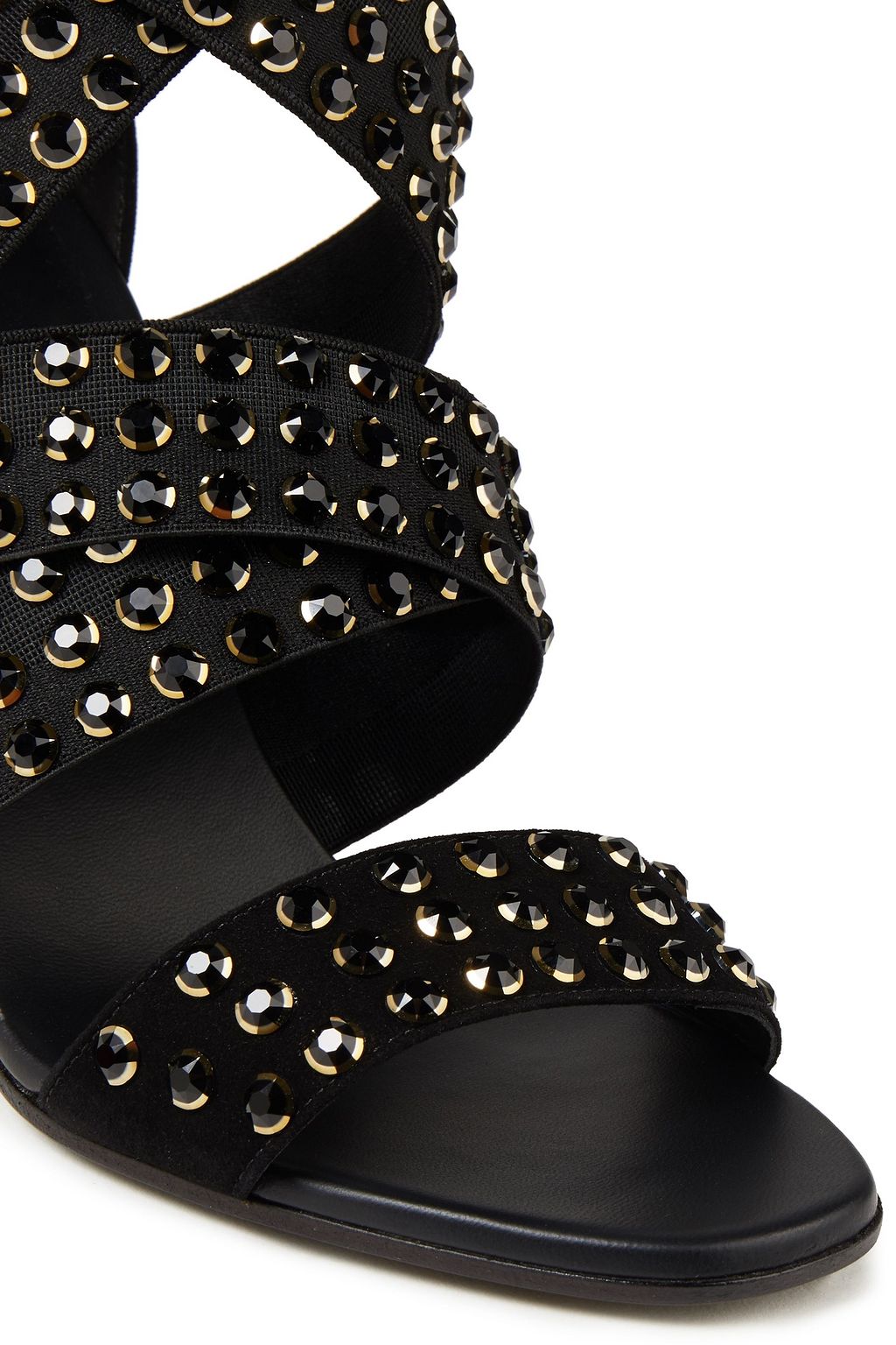 BALMAIN Crystal-embellished suede sandals