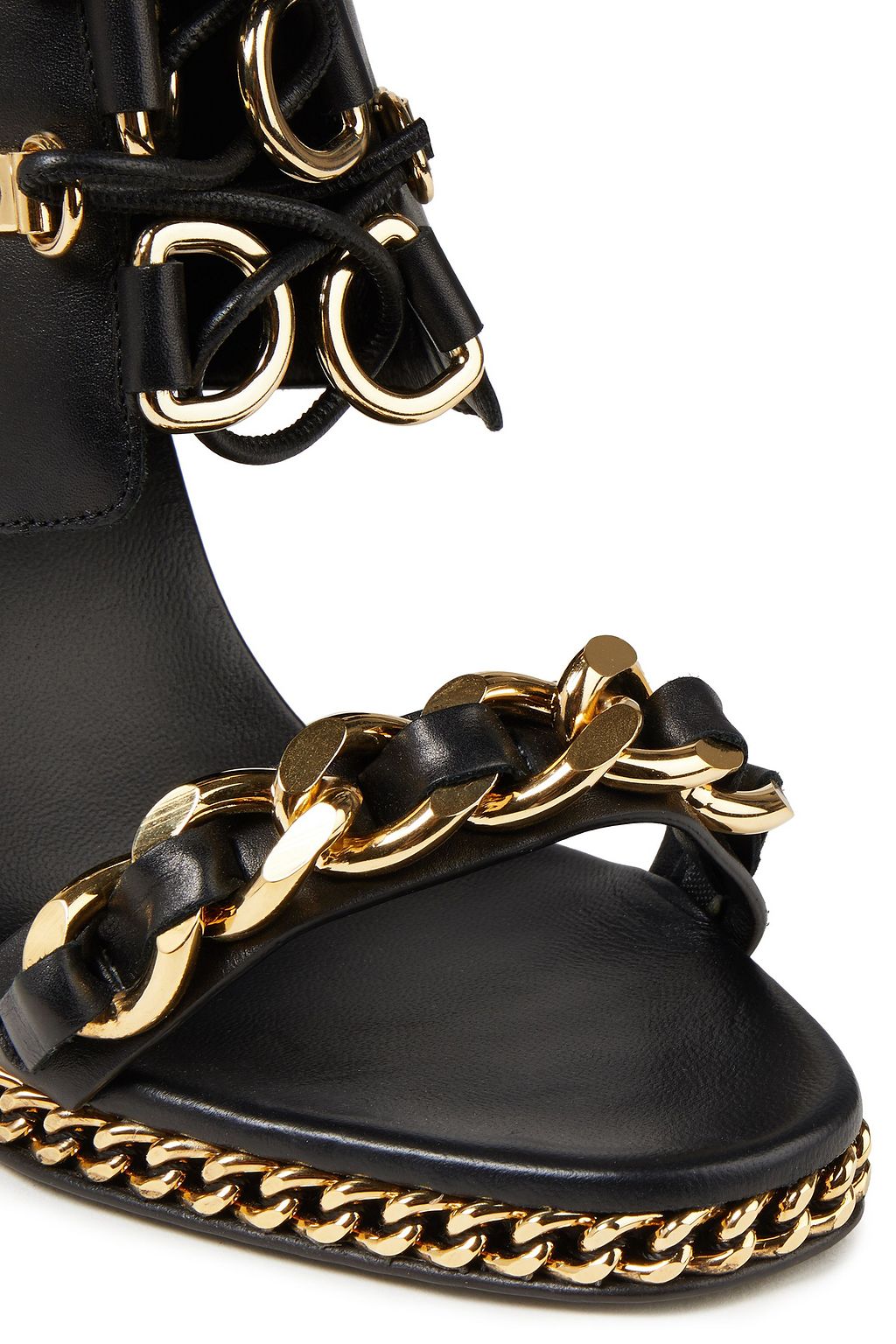 Kommerciel Portico shilling Black Lace-up chain-trimmed studded leather sandals | Sale up to 70% off |  THE OUTNET | BALMAIN | THE OUTNET