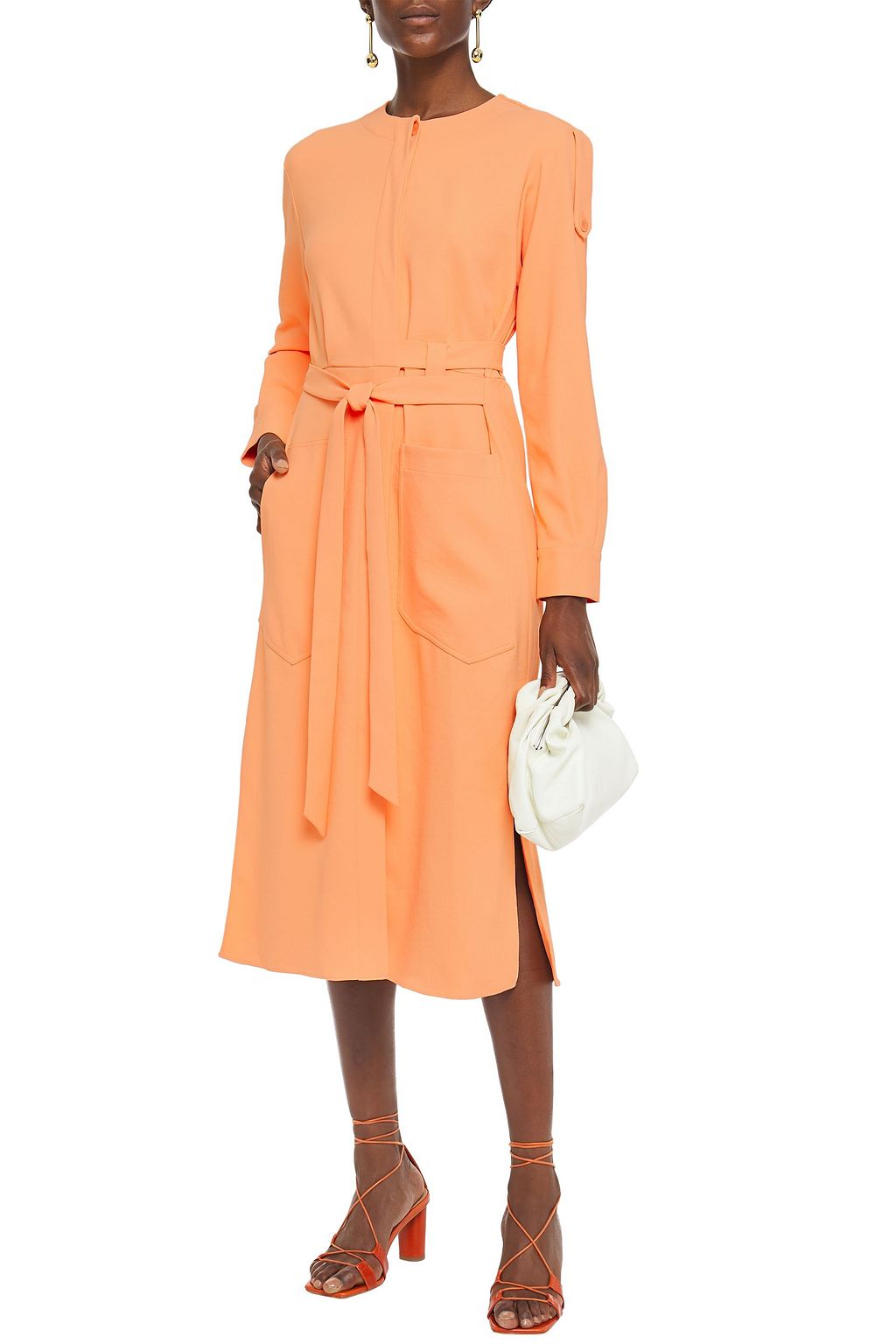 TIBI Belted crepe midi dress