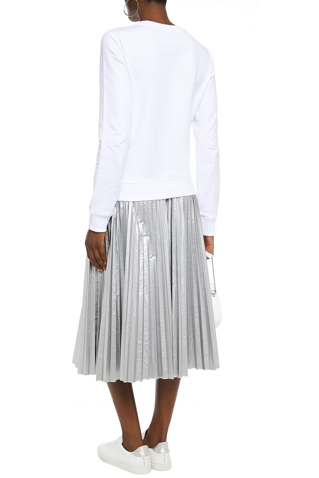 LOVE MOSCHINO Crystal-embellished French cotton-blend terry sweatshirt