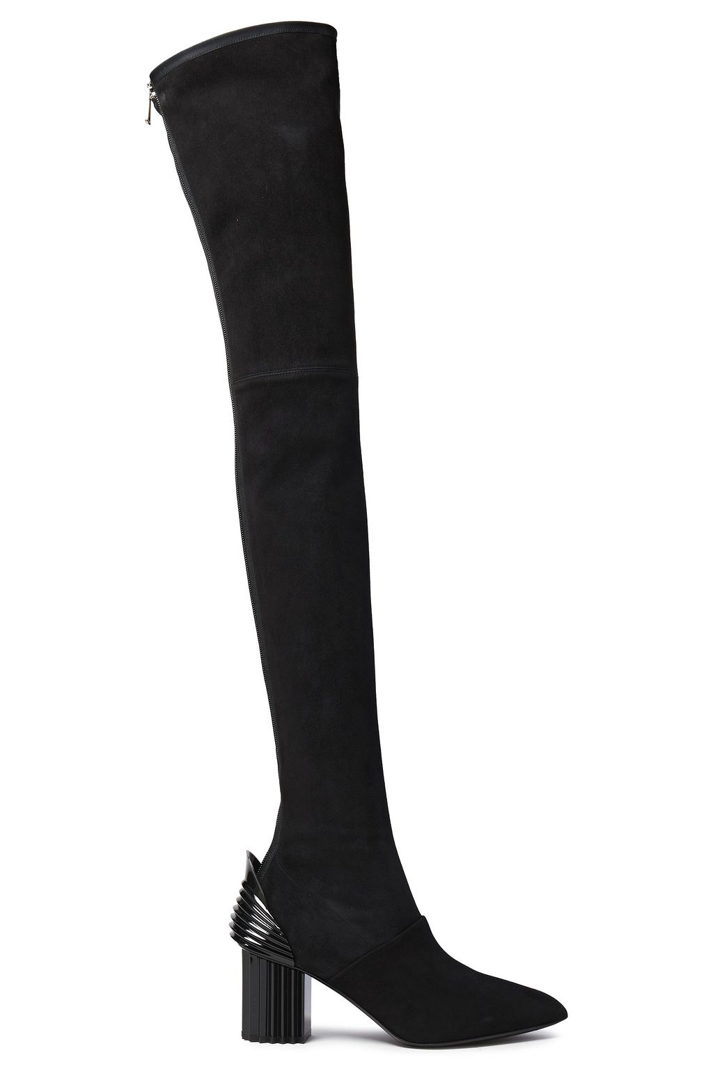 black suede thigh boots