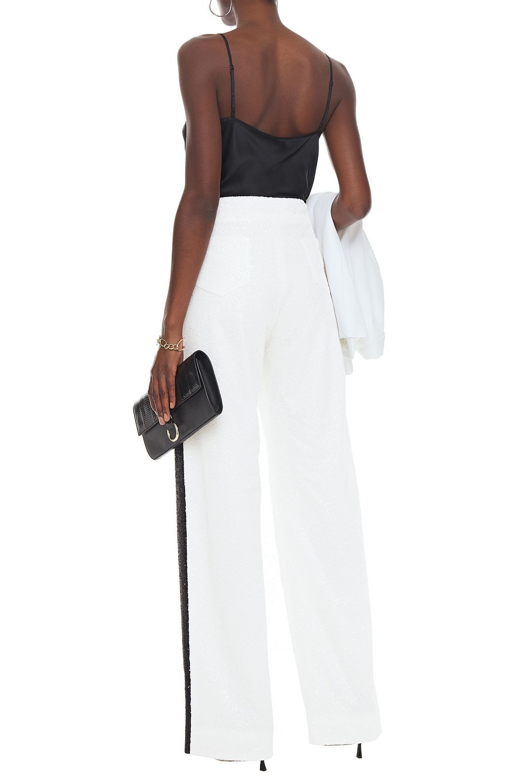 BALMAIN Sequined tulle wide-leg pants