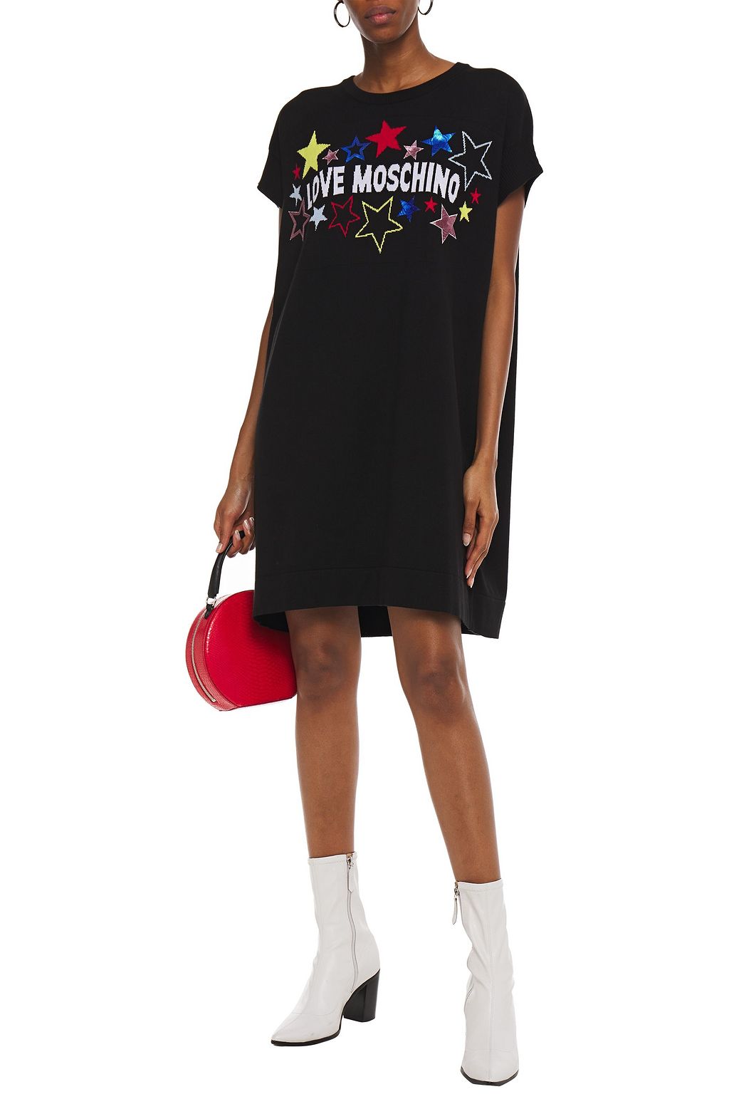 LOVE MOSCHINO Sequin-embellished cotton-jacquard mini dress