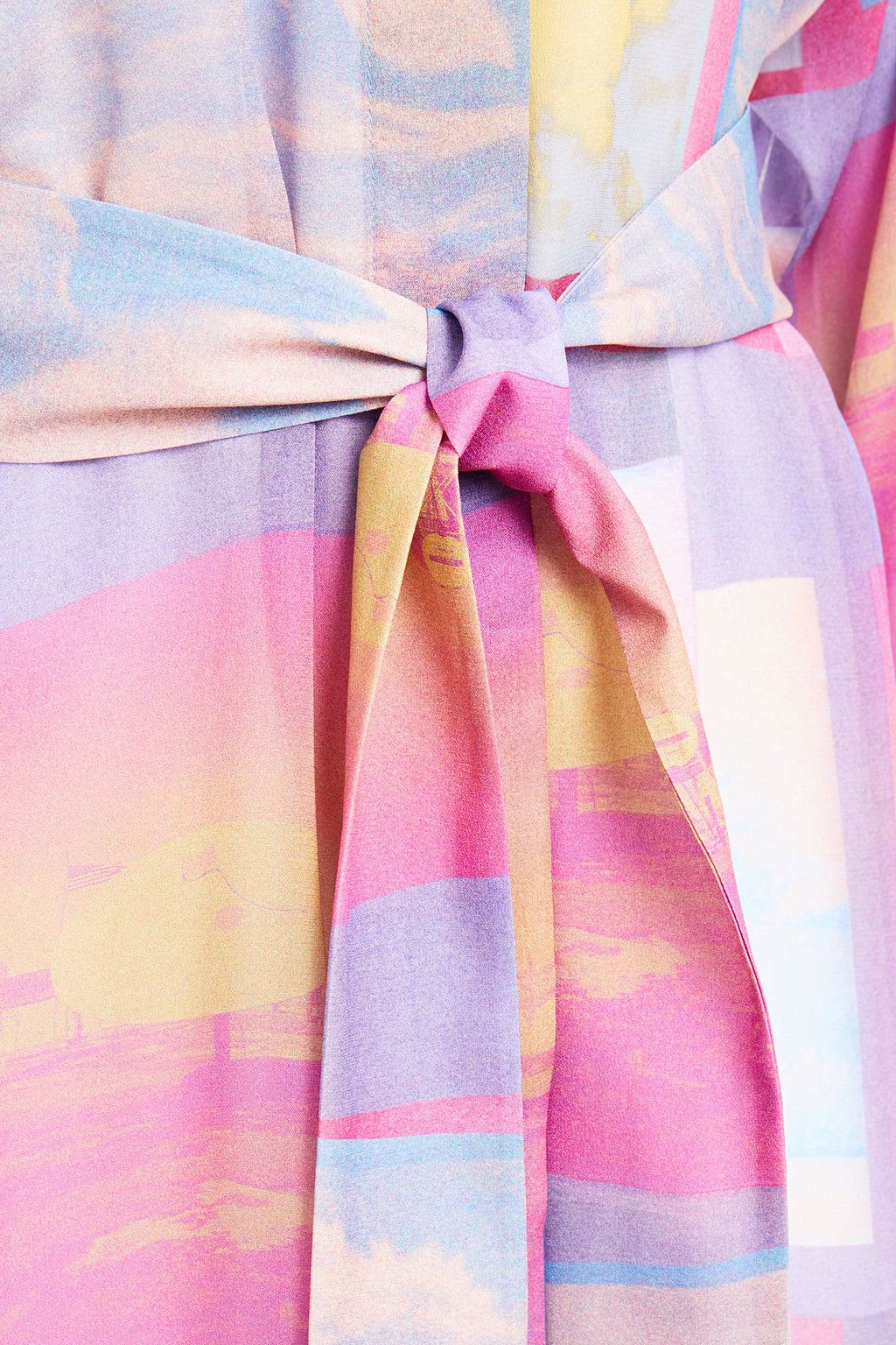 PS PAUL SMITH Bedrucktes Hemdkleid in Midilänge aus Georgette mit Gürtel