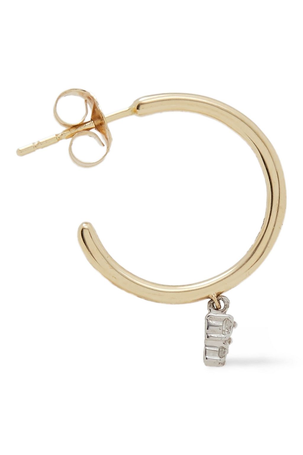 ADINA REYTER Amigos 14-karat gold, sterling silver and diamond hoop earrings