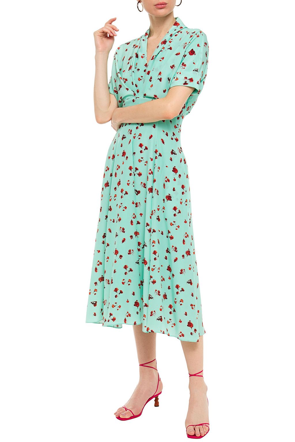 PAUL SMITH Pleated floral-print silk crepe de chine midi dress