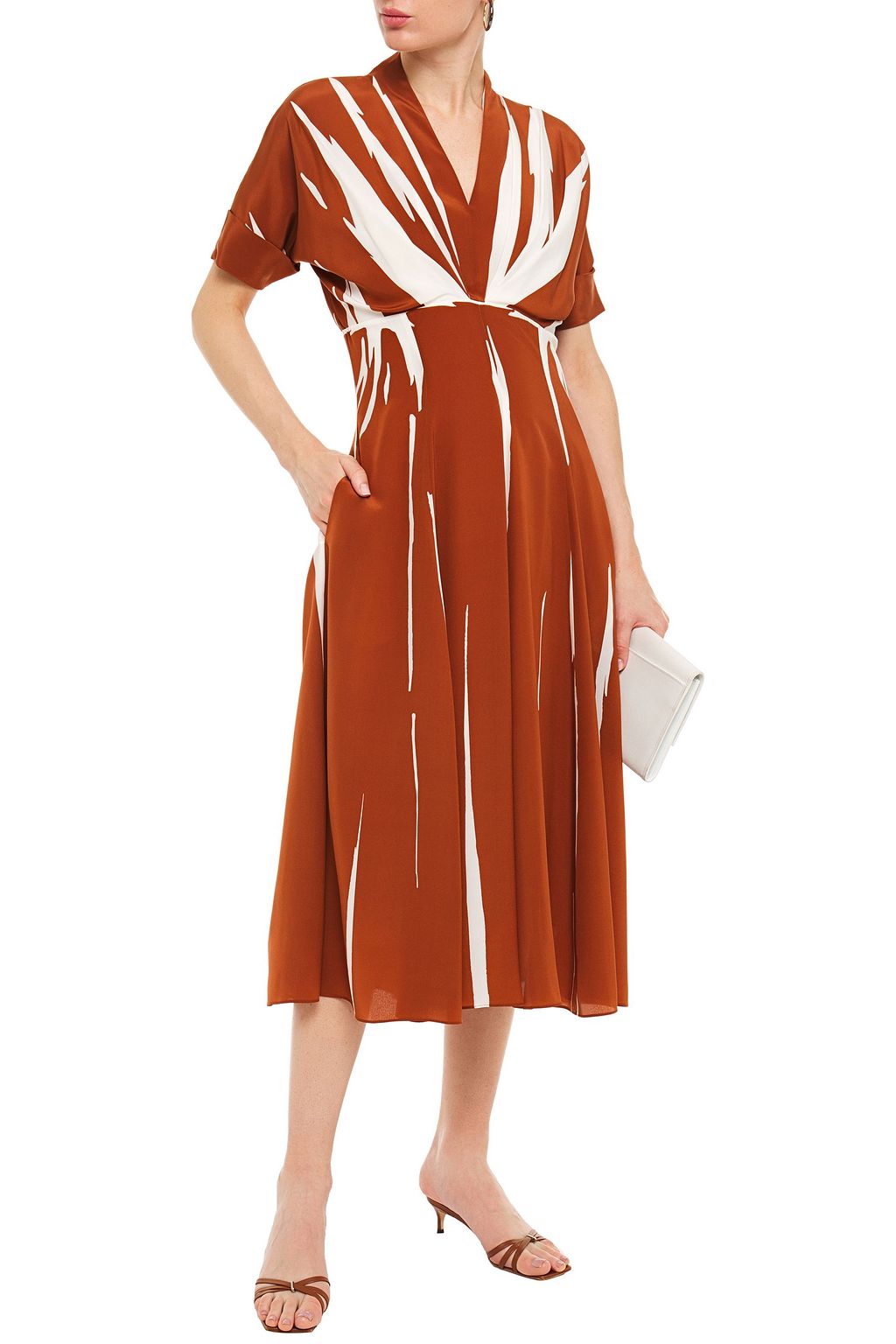 PAUL SMITH Pleated printed silk crepe de chine midi dress