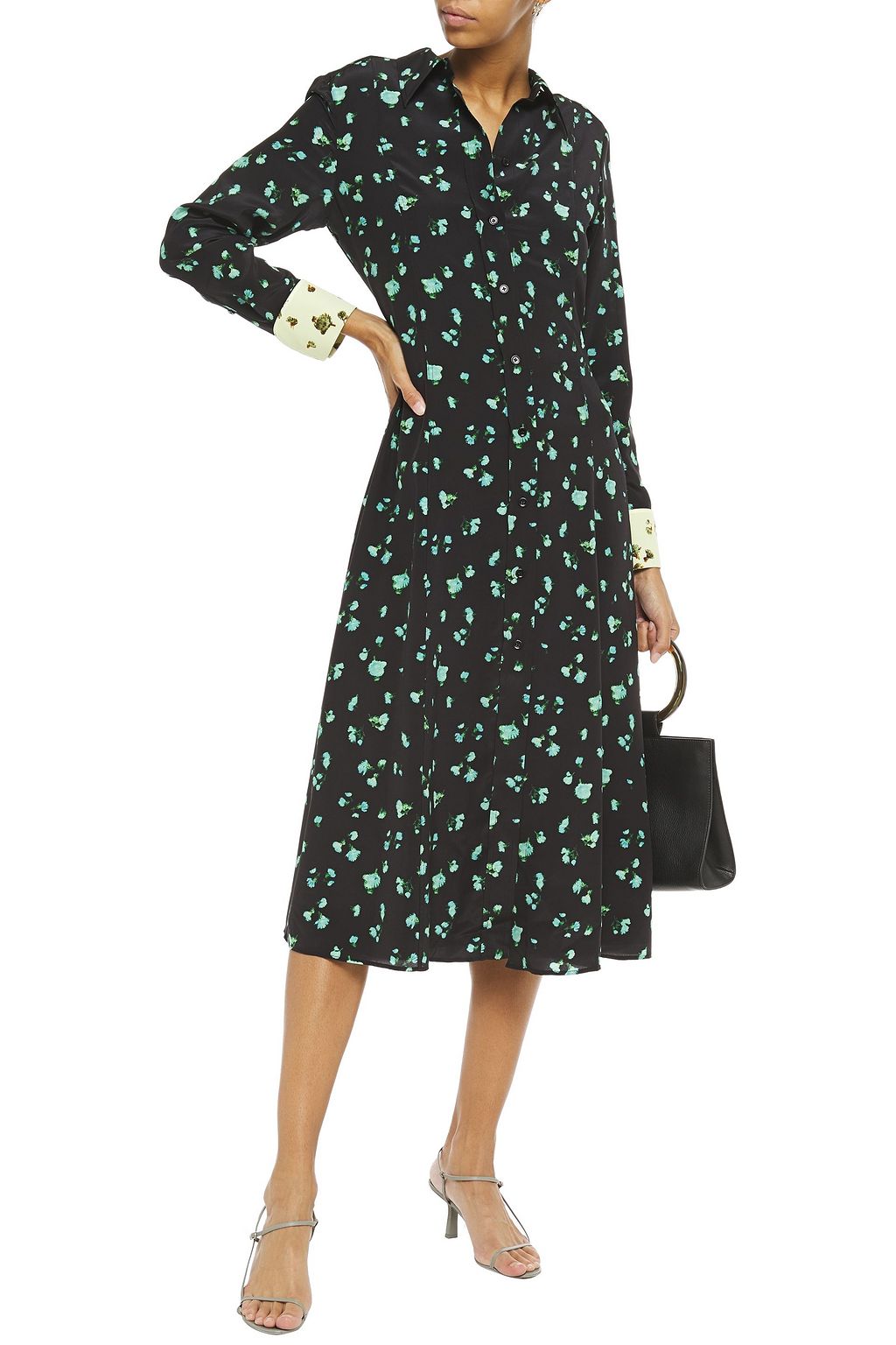 PAUL SMITH Floral-print silk crepe de chine midi shirt dress