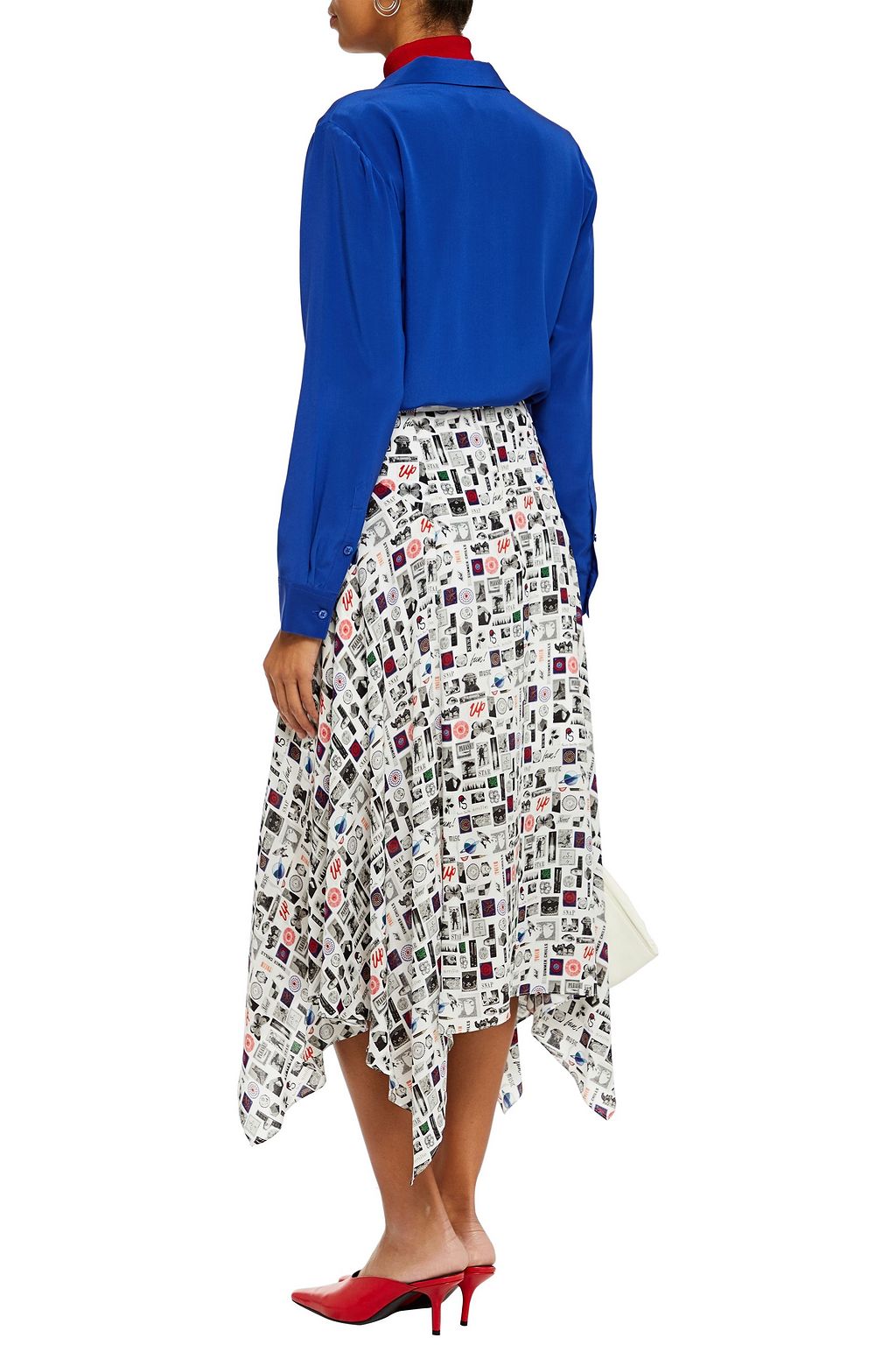 PS PAUL SMITH Asymmetric printed silk crepe de chine midi skirt