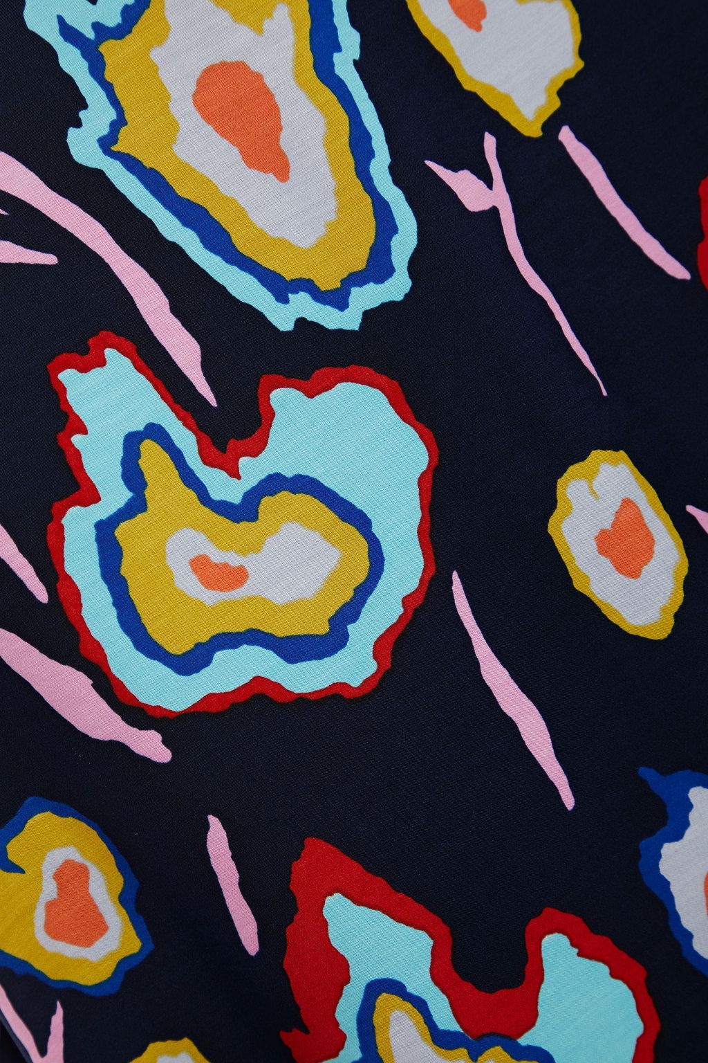 PS PAUL SMITH Grosgrain-trimmed printed satin midi skirt