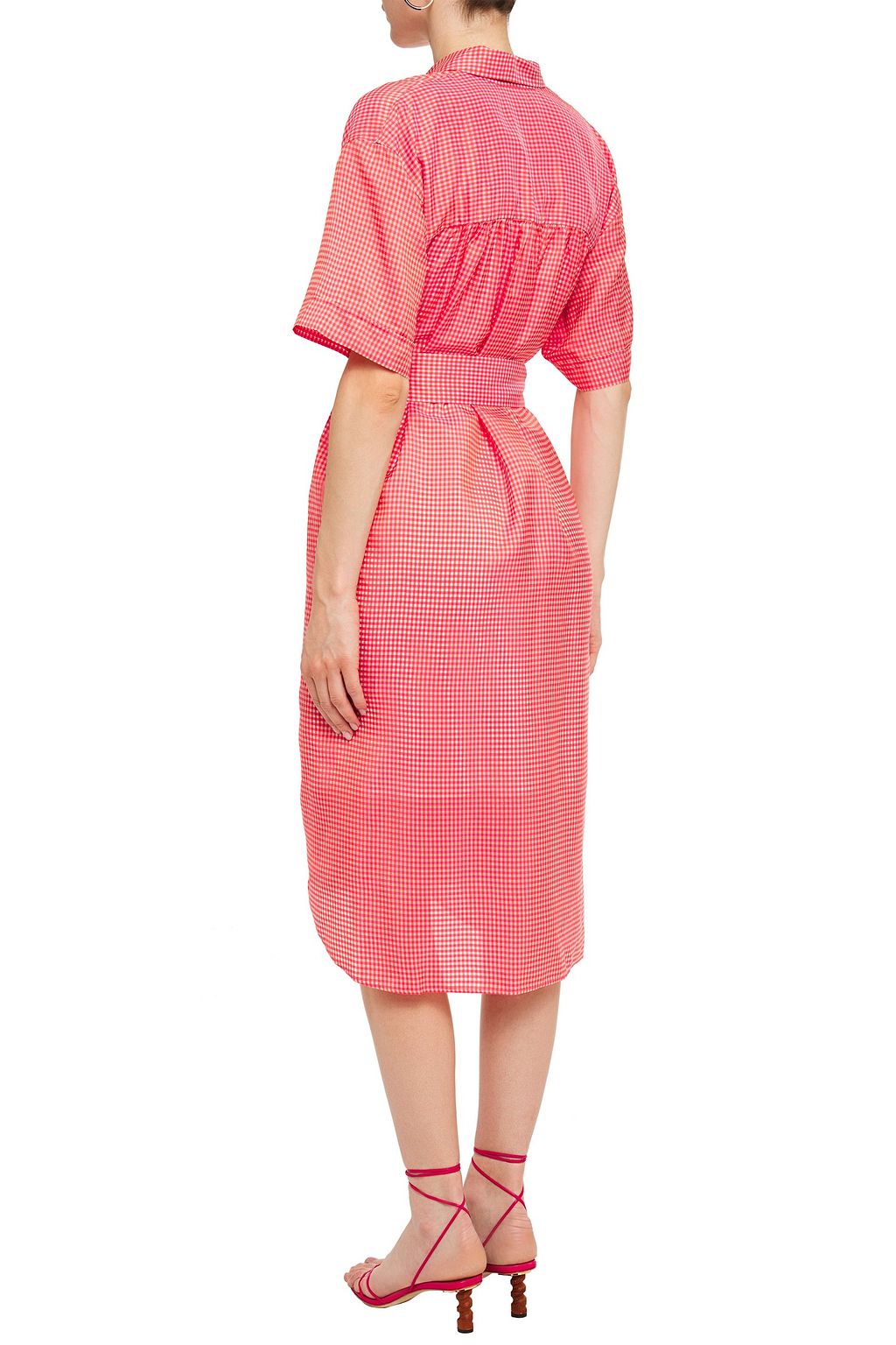 PS PAUL SMITH Belted gingham organza midi shirt dress