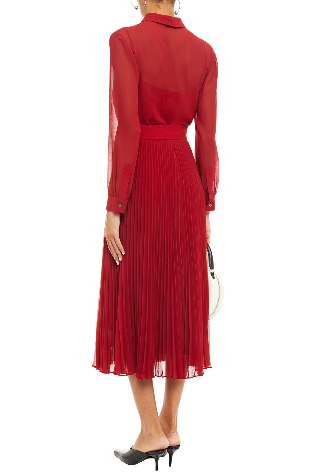 PS PAUL SMITH Belted pleated georgette midi dress