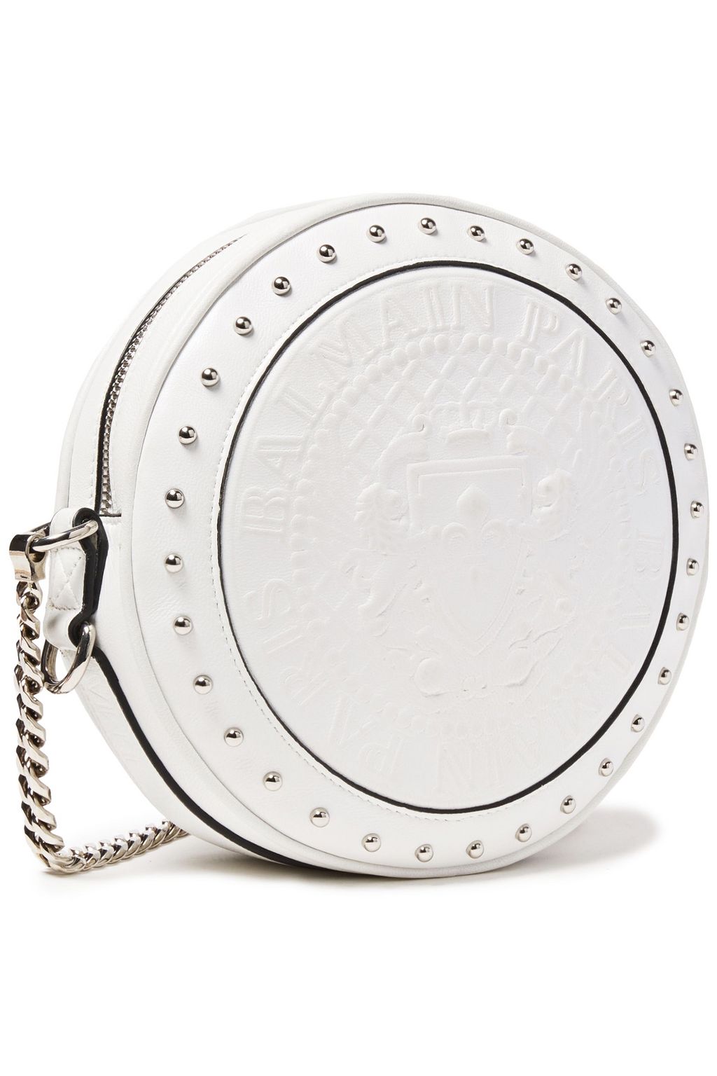 BALMAIN Studded logo-embossed leather shoulder bag