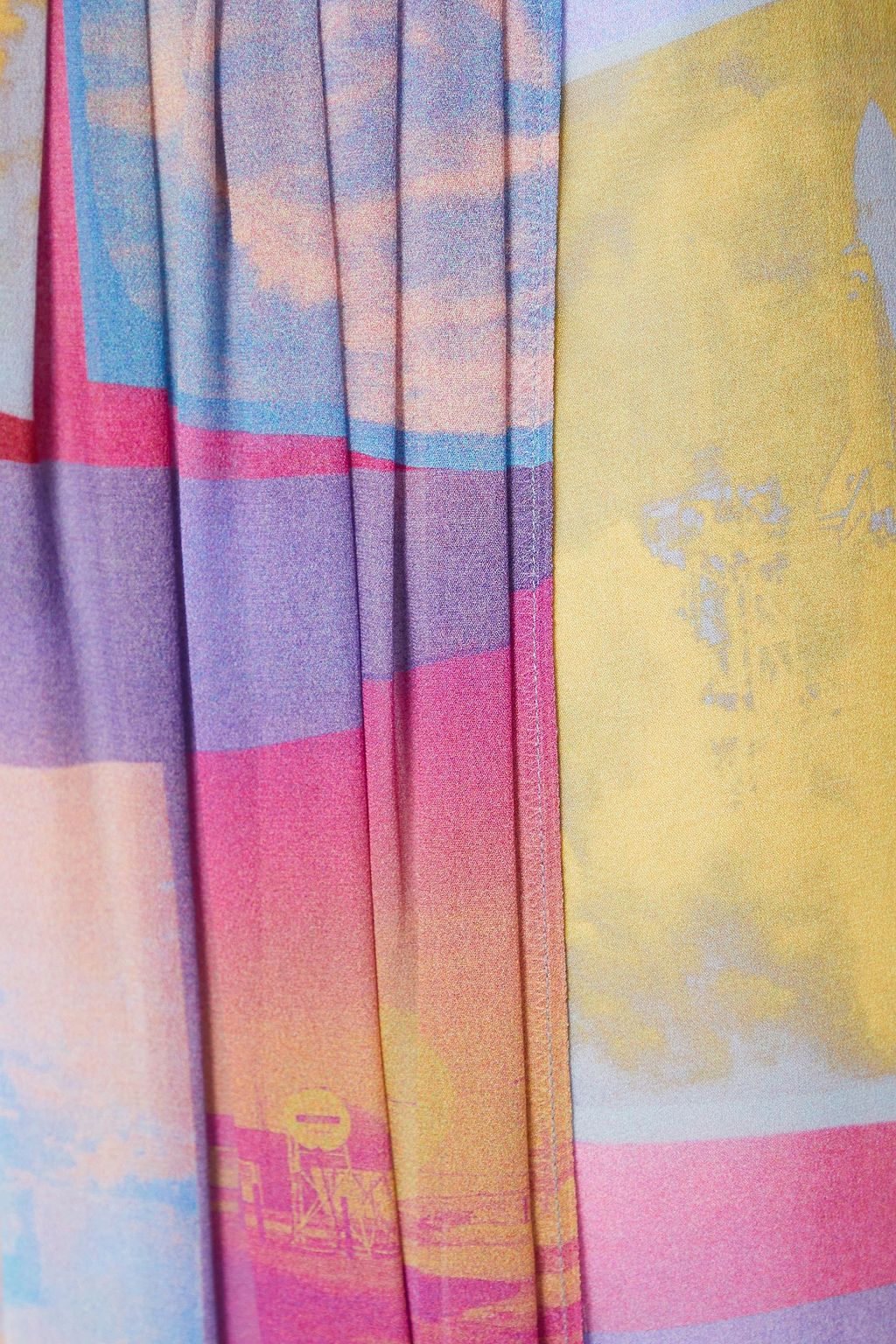 PS PAUL SMITH Pleated printed georgette midi wrap skirt