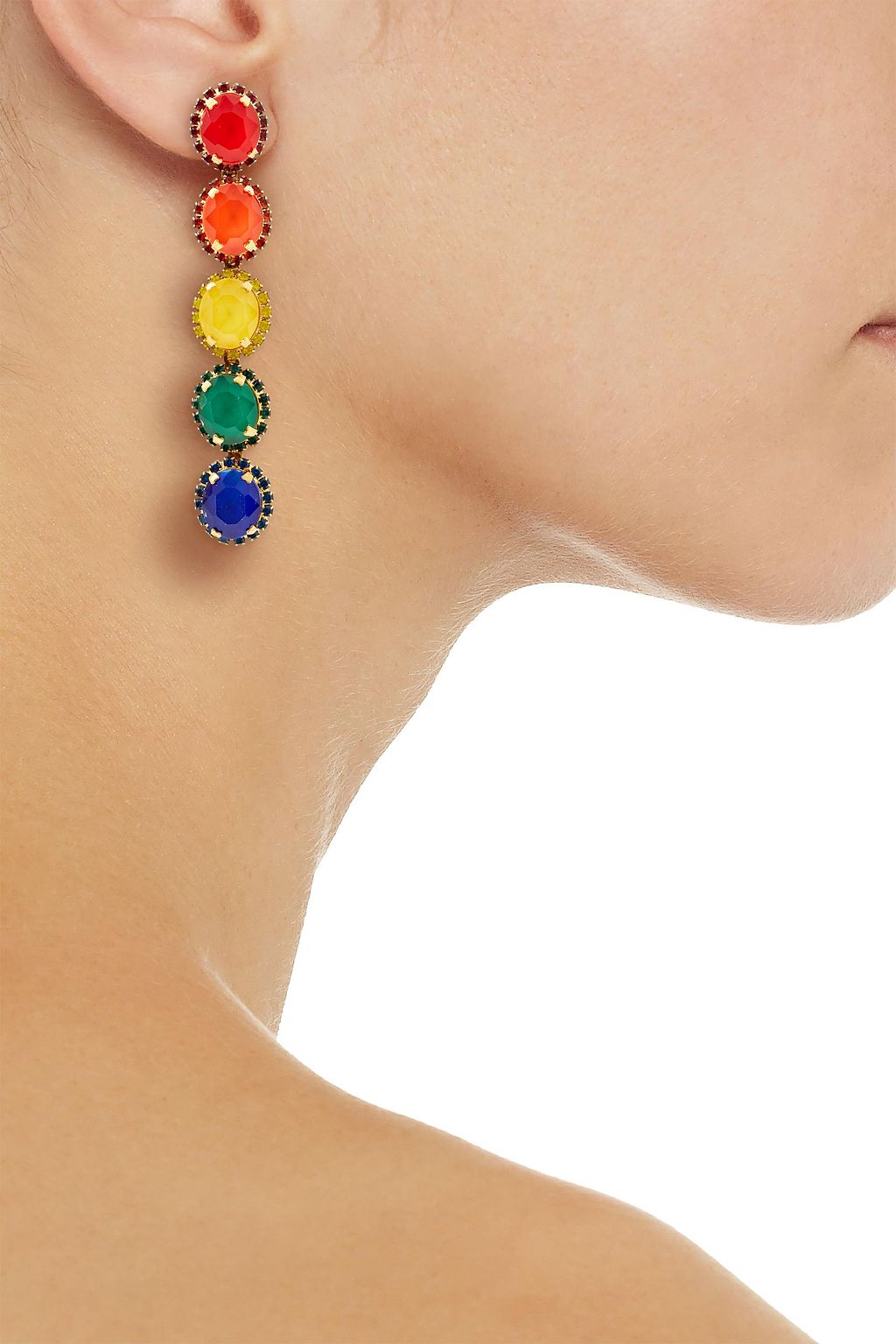ELIZABETH COLE Von 24-karat gold-plated, crystal and stone earrings