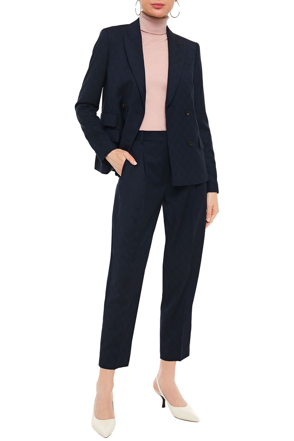 PS PAUL SMITH Cropped checked wool-blend jacquard tapered pants