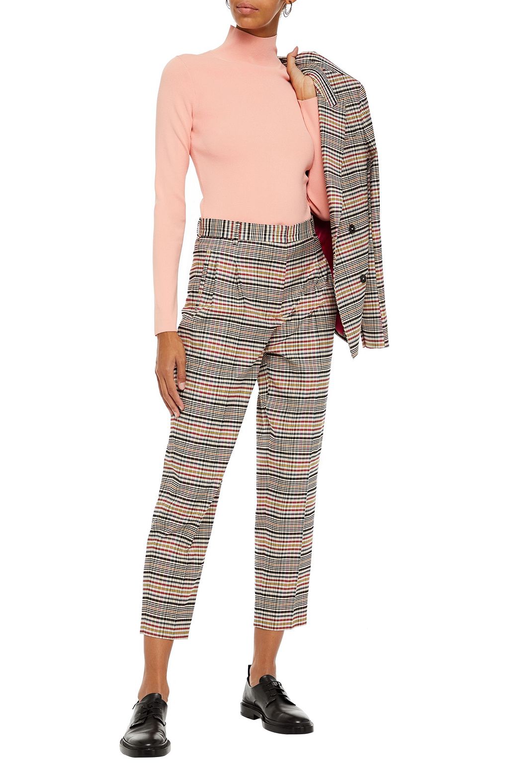 PS PAUL SMITH Cropped pleated checked twill tapered pants