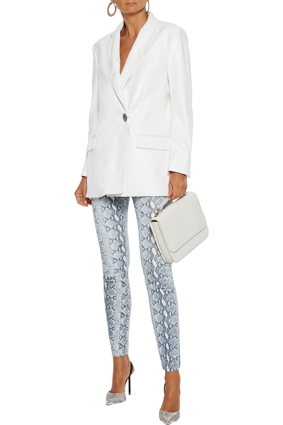 SPRWMN SNAKE-EFFECT STRETCH-LEATHER LEGGINGS,3074457345623558119