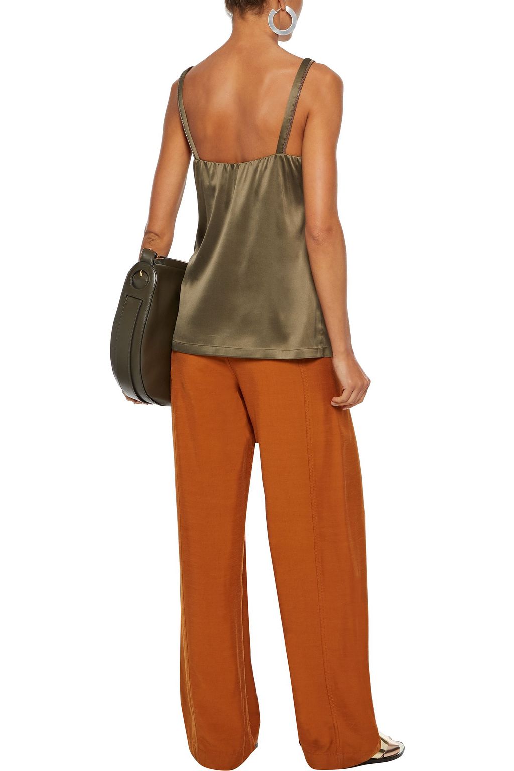 BRUNELLO CUCINELLI Bead-embellished stretch-silk satin camisole