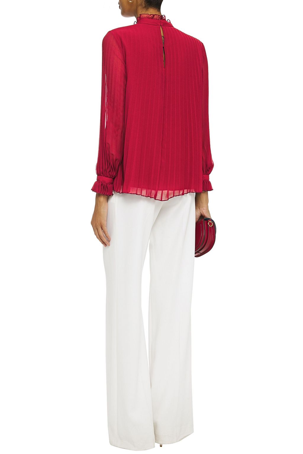 PS PAUL SMITH Ruffle-trimmed pleated georgette blouse