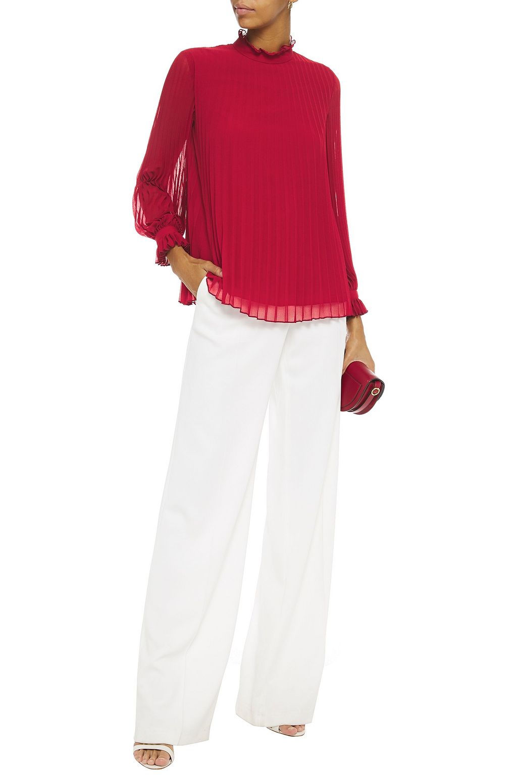 PS PAUL SMITH Ruffle-trimmed pleated georgette blouse