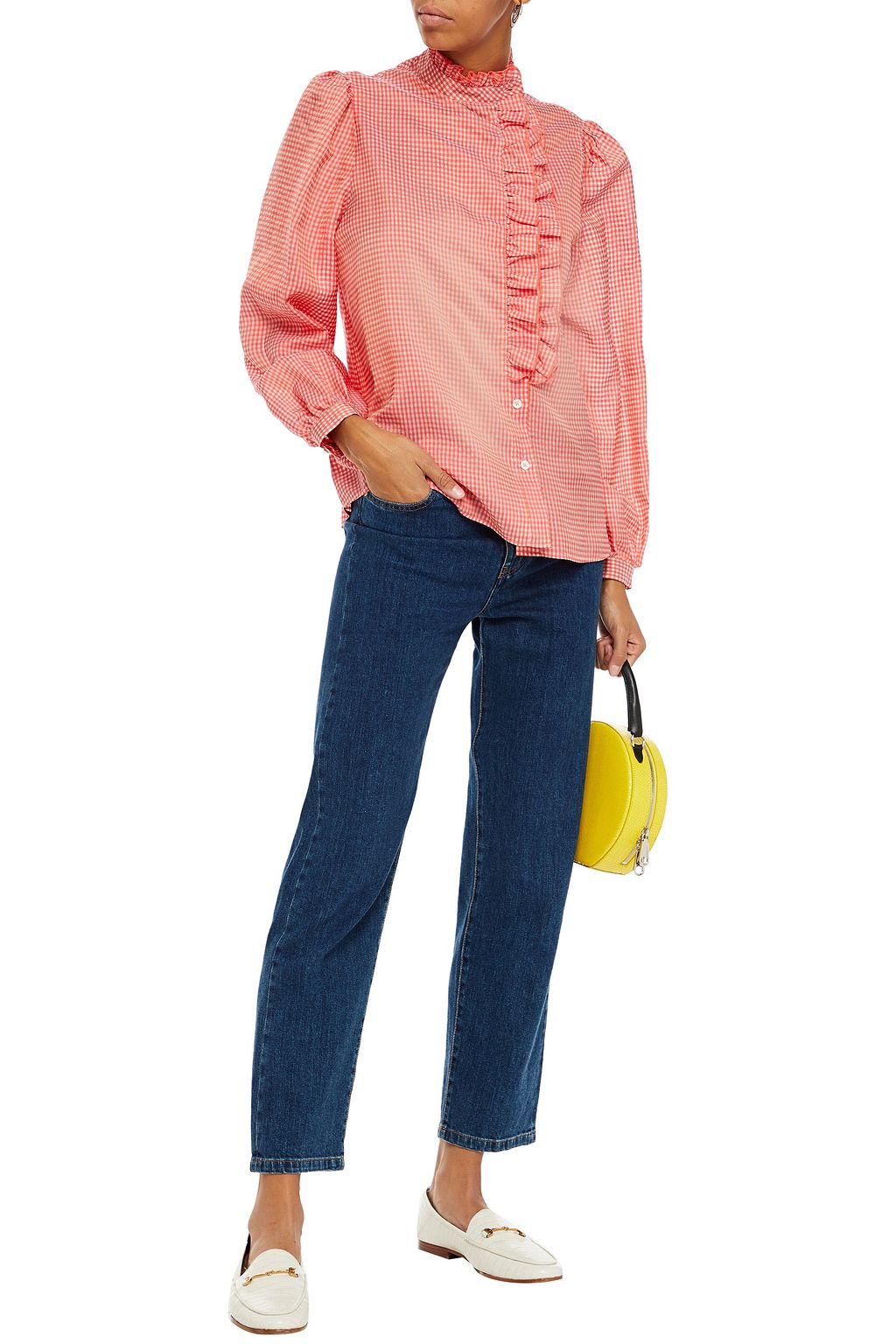 PS PAUL SMITH Ruffled gingham seersucker shirt