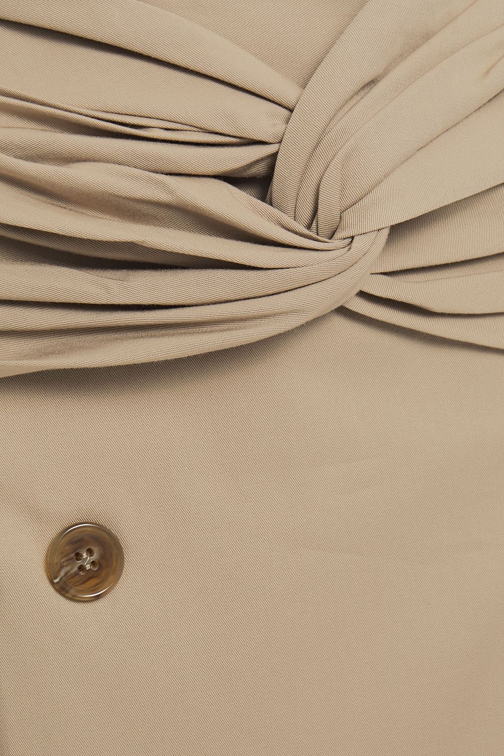 ROKH Twist-front button-embellished cotton-gabardine midi skirt