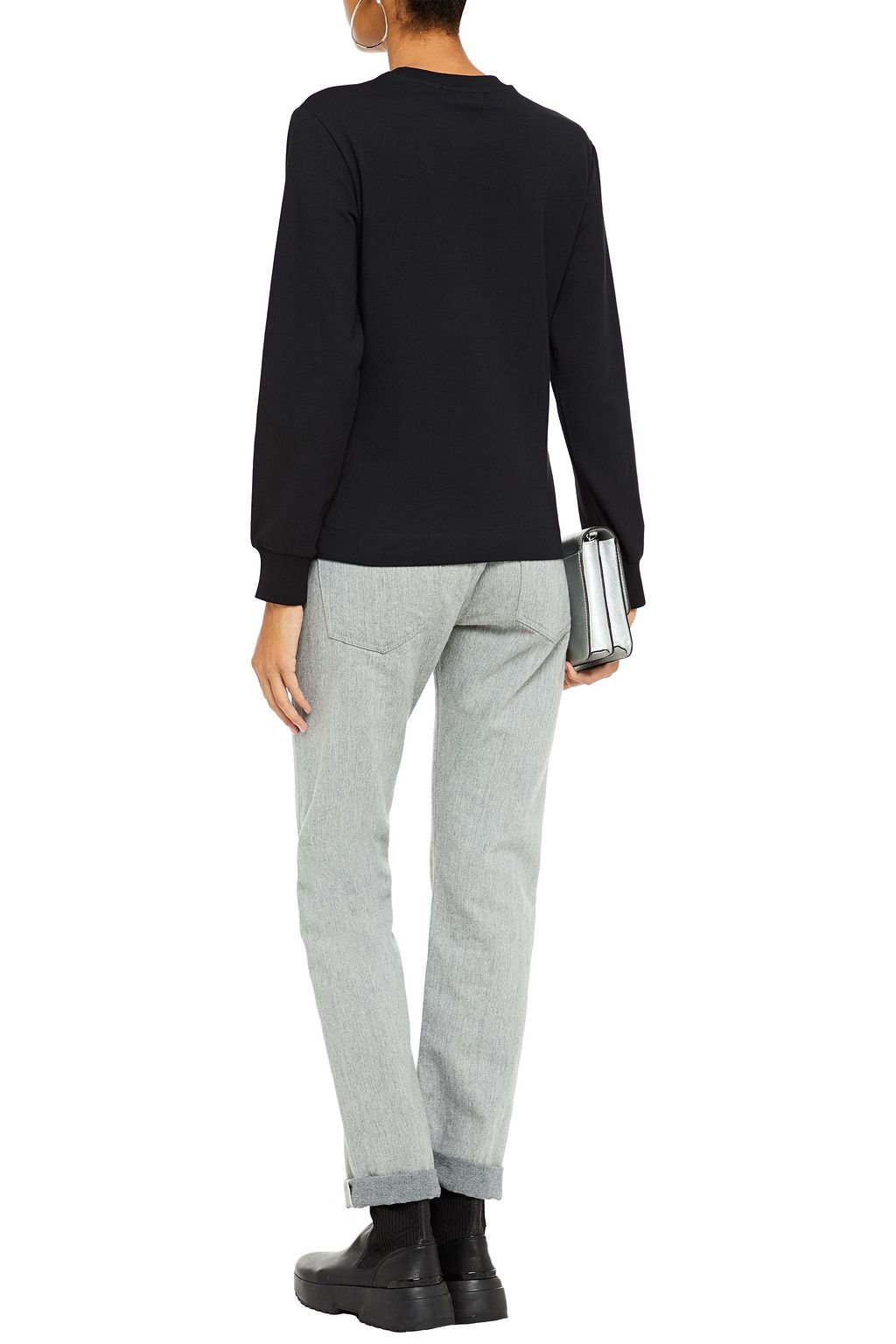 LOVE MOSCHINO Appliquéd French cotton-blend terry sweatshirt