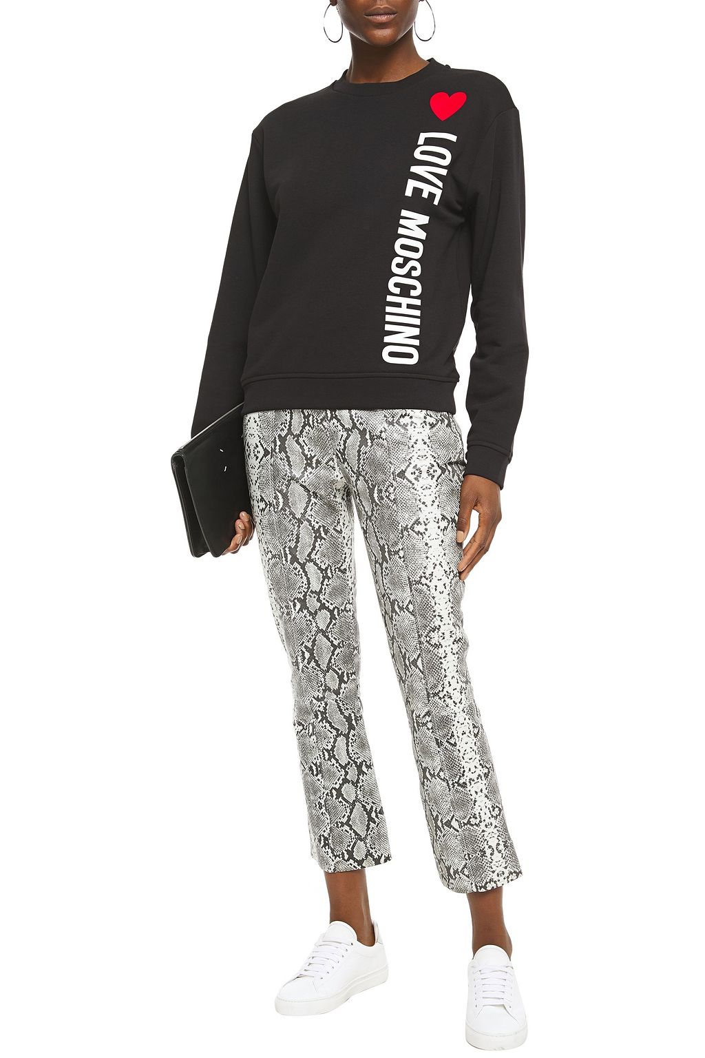 LOVE MOSCHINO Printed French cotton-blend terry sweatshirt