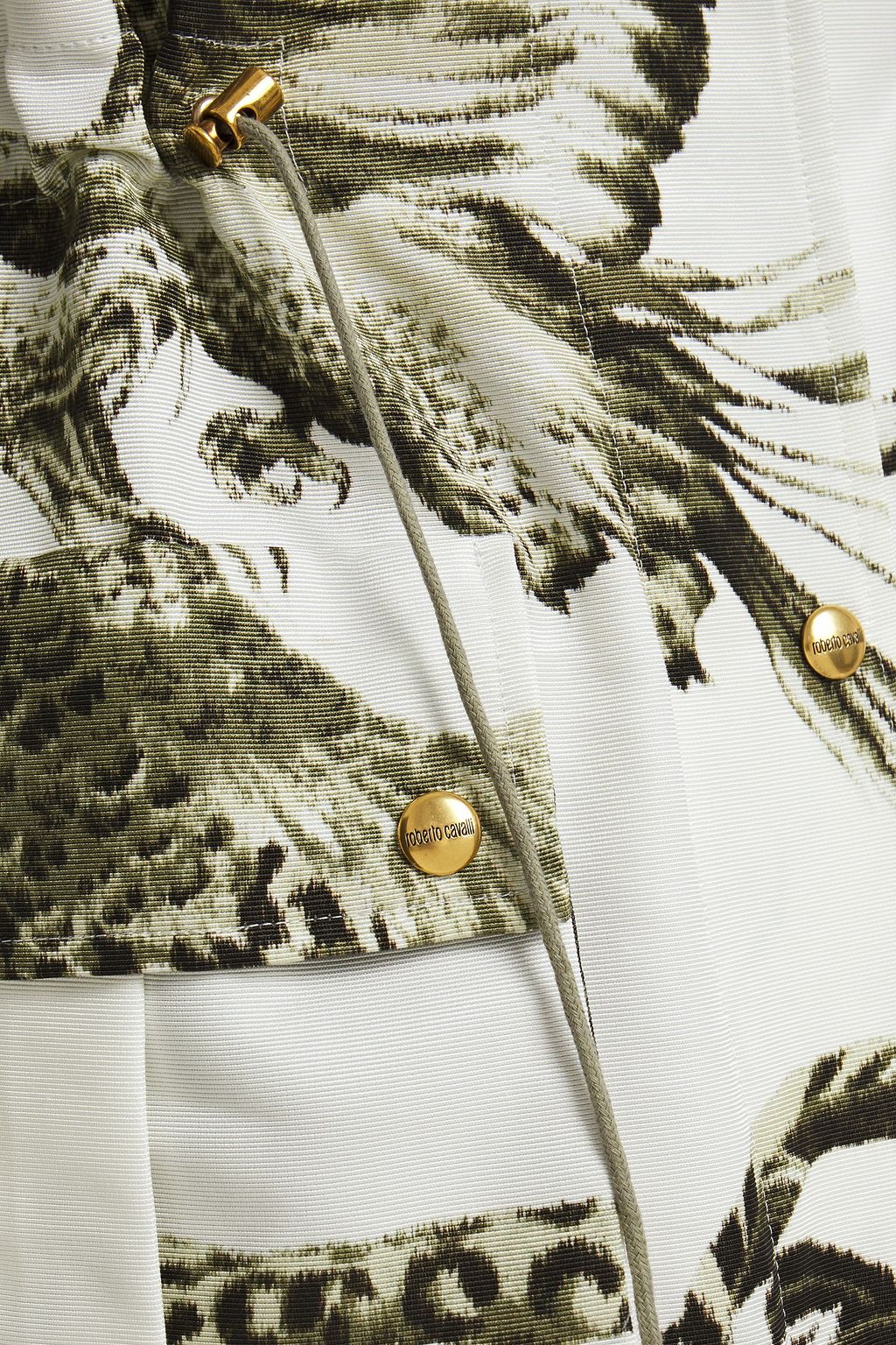 ROBERTO CAVALLI Printed cotton-blend faille hooded parka