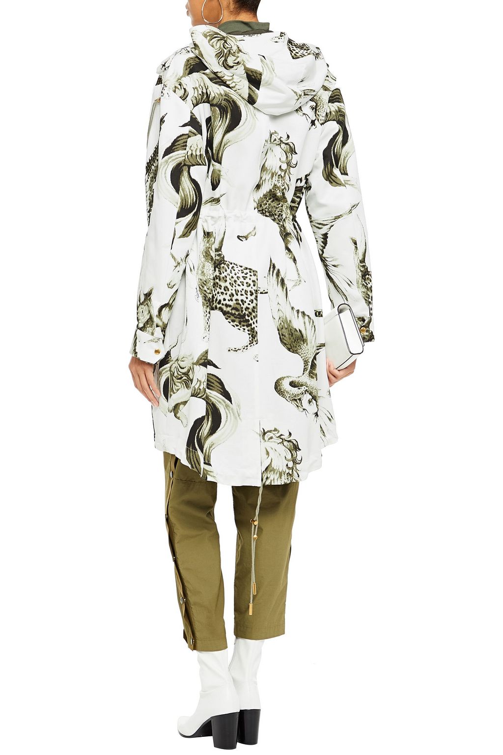 ROBERTO CAVALLI Printed cotton-blend faille hooded parka