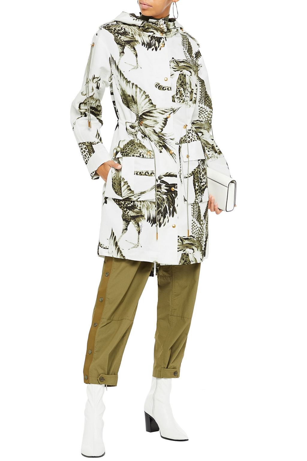 ROBERTO CAVALLI Printed cotton-blend faille hooded parka