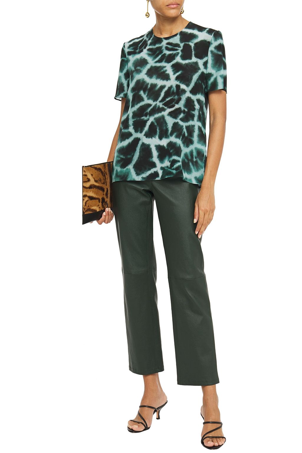 ROBERTO CAVALLI Cutout tie-dyed silk-crepe top