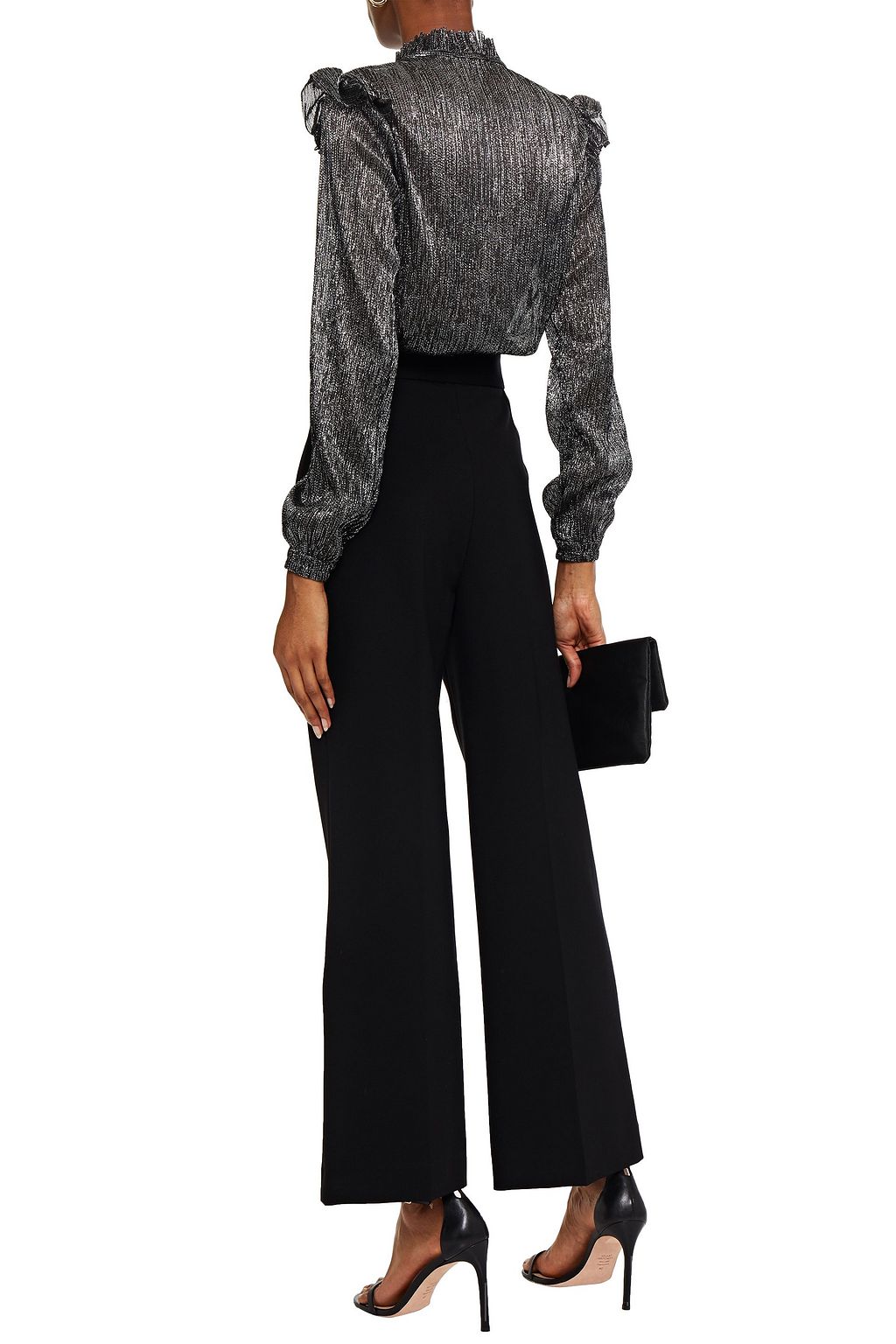 MAJE Ruffled lamé blouse