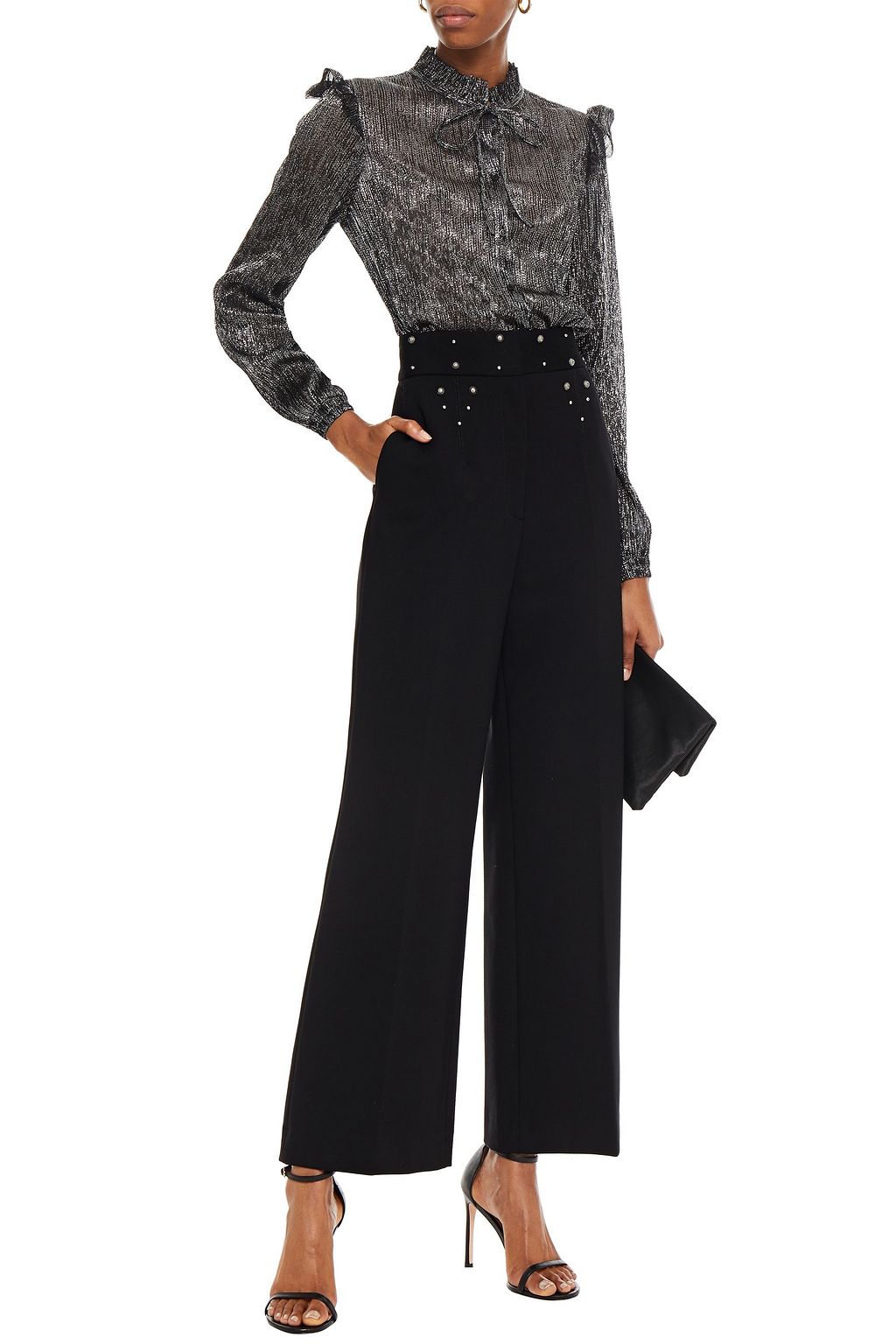 MAJE Ruffled lamé blouse