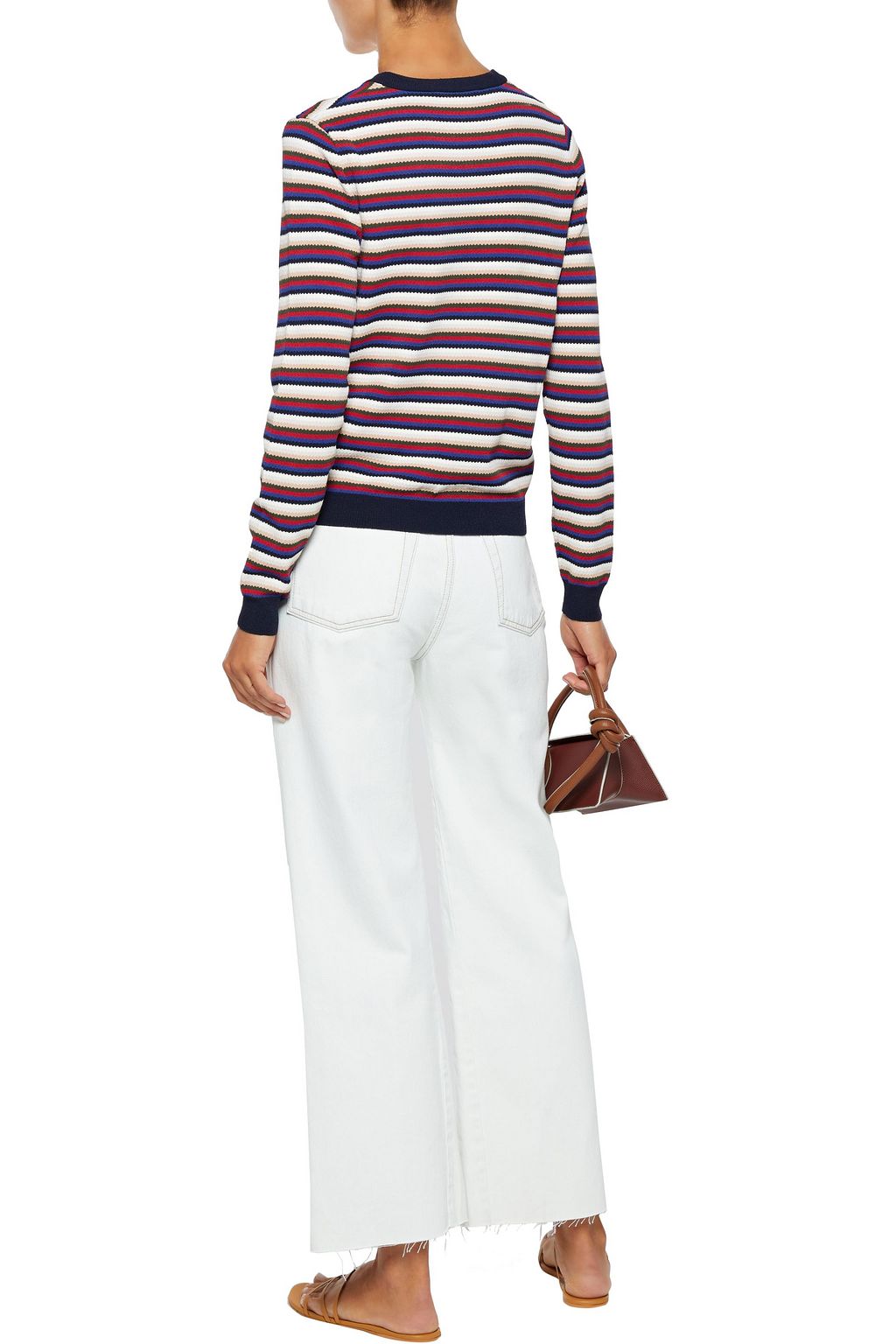 AUTUMN CASHMERE Striped stretch-knit sweater