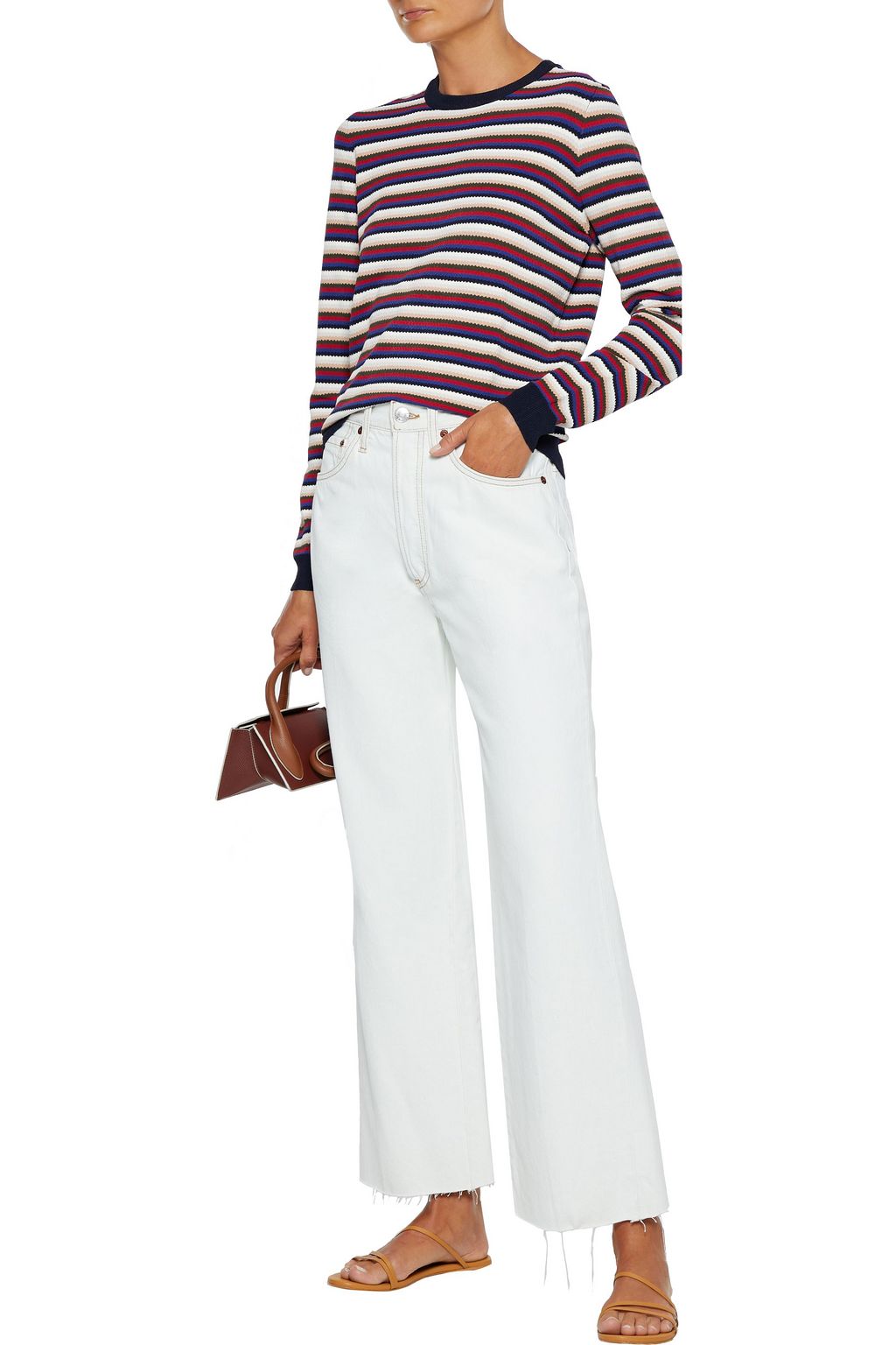 AUTUMN CASHMERE Striped stretch-knit sweater