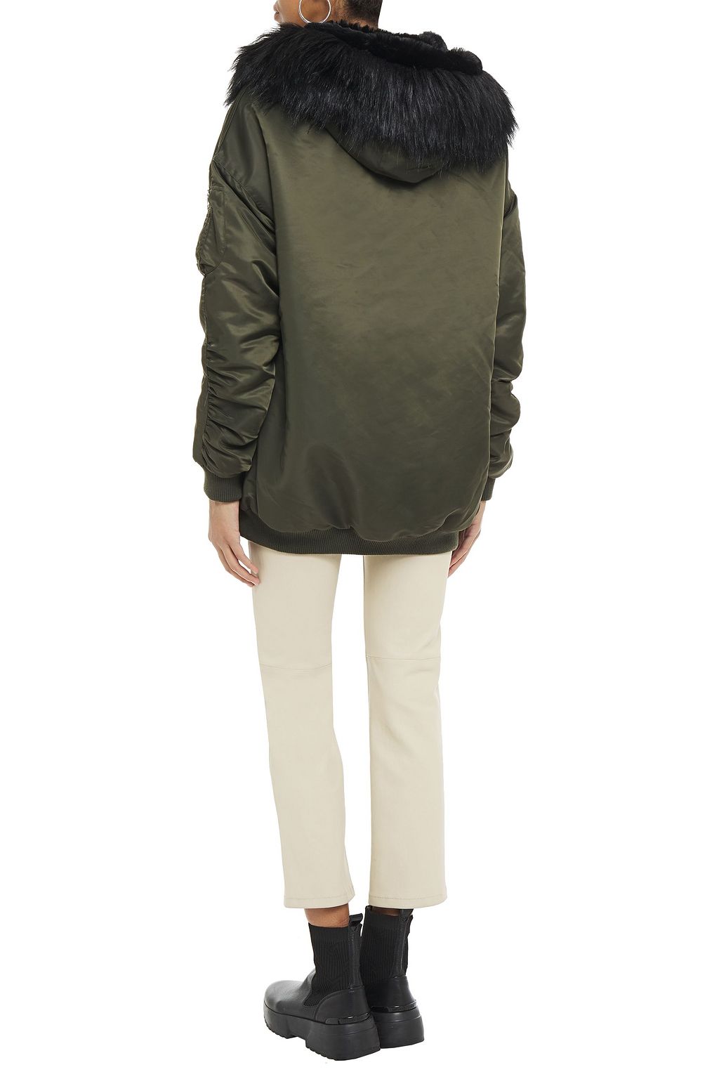 MAJE Faux fur-trimmed shell hooded jacket