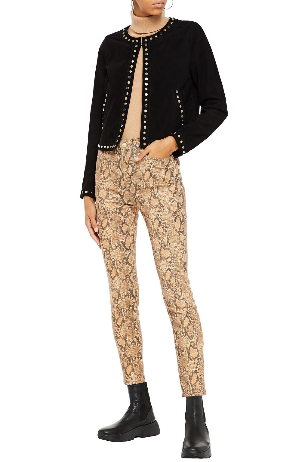 JUST CAVALLI Studded suede jacket