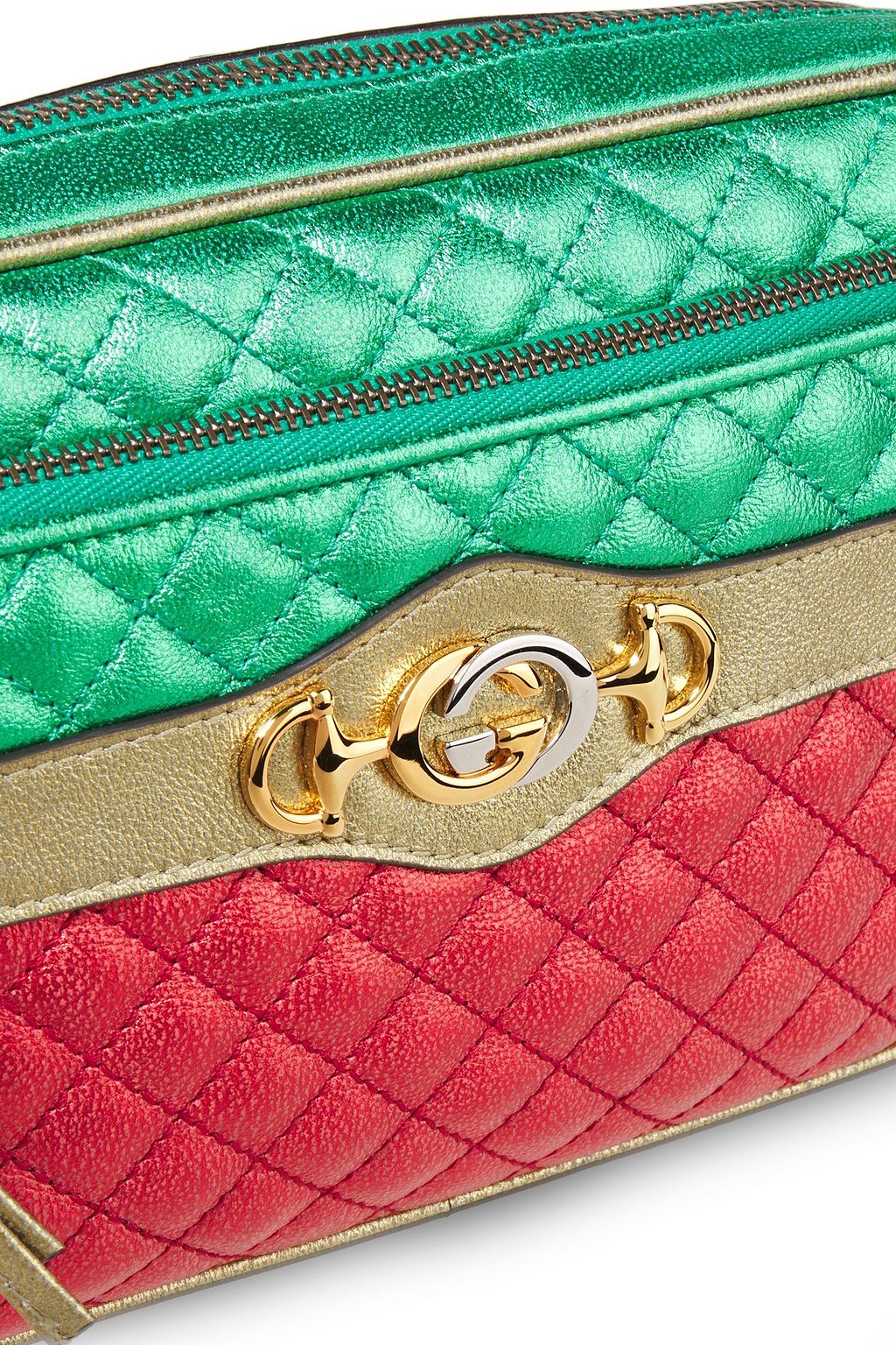 GUCCI Metallic quilted leather clutch