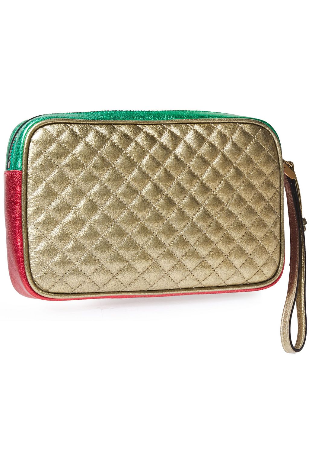 GUCCI Metallic quilted leather clutch