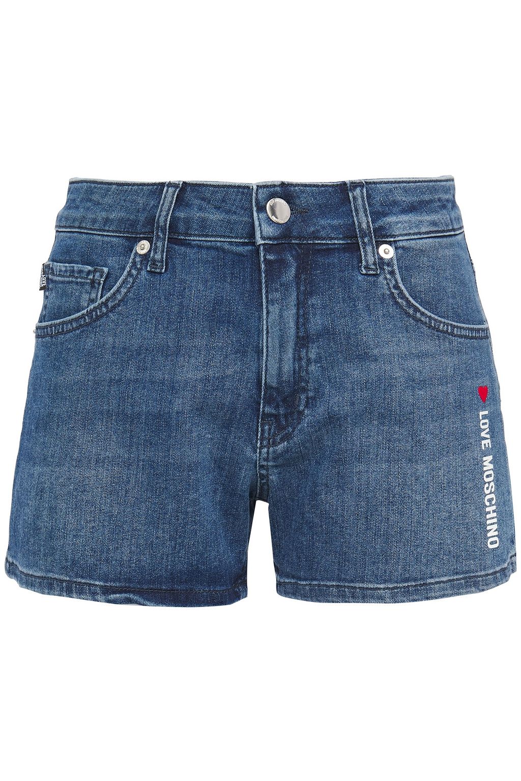 printed jean shorts