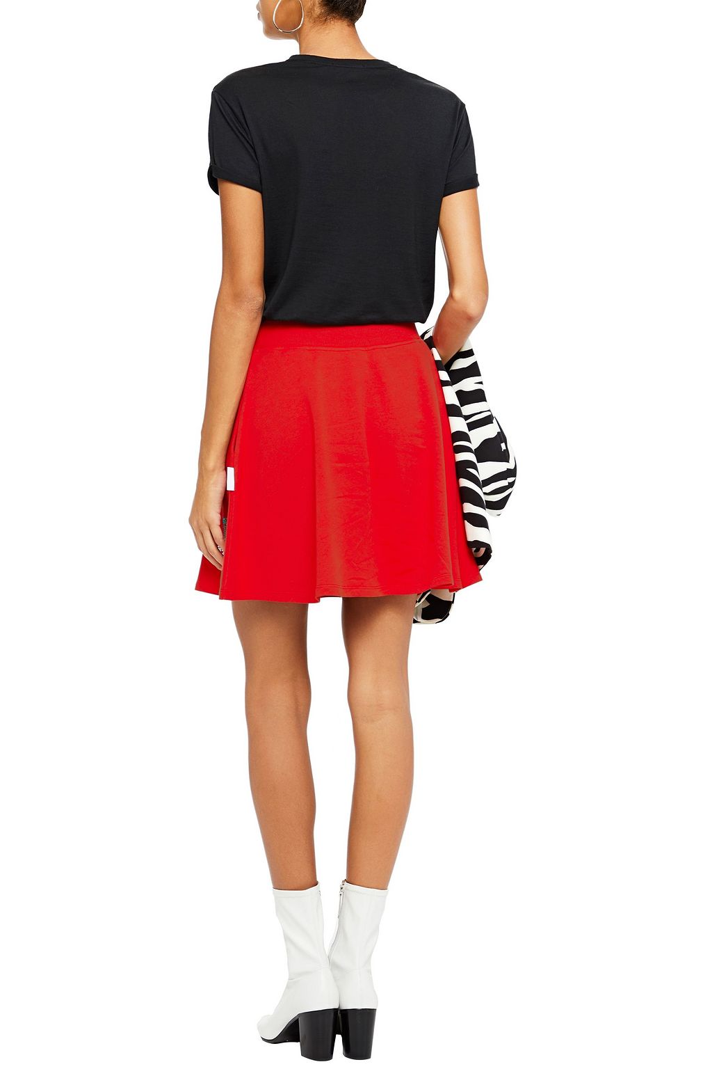 LOVE MOSCHINO Crystal-embellished French cotton-blend terry mini skirt